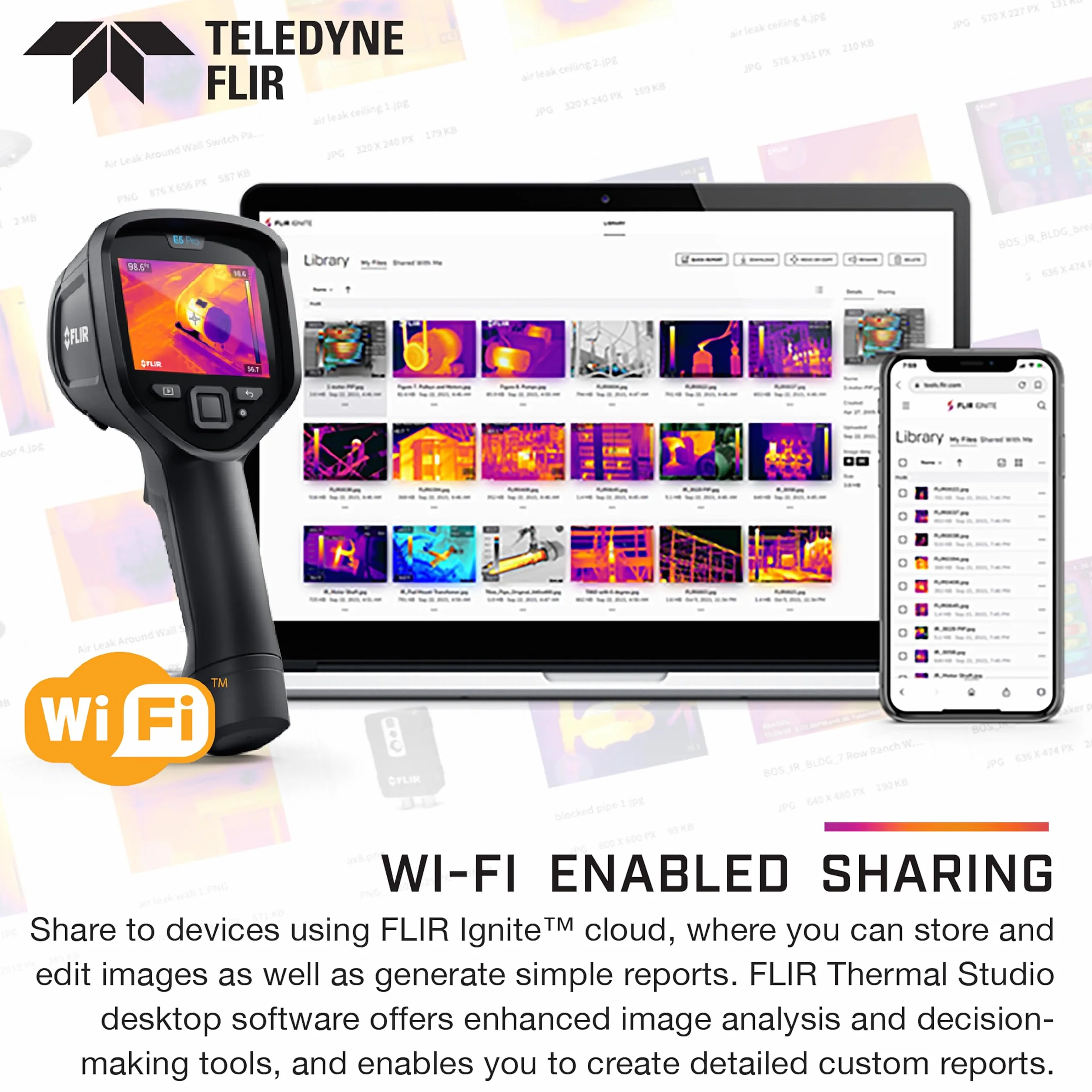 FLIR E5 Pro - Commercial Thermal Imaging Camera with Wifi. High Resolution Infrared Camera with FLIR Ignite Cloud