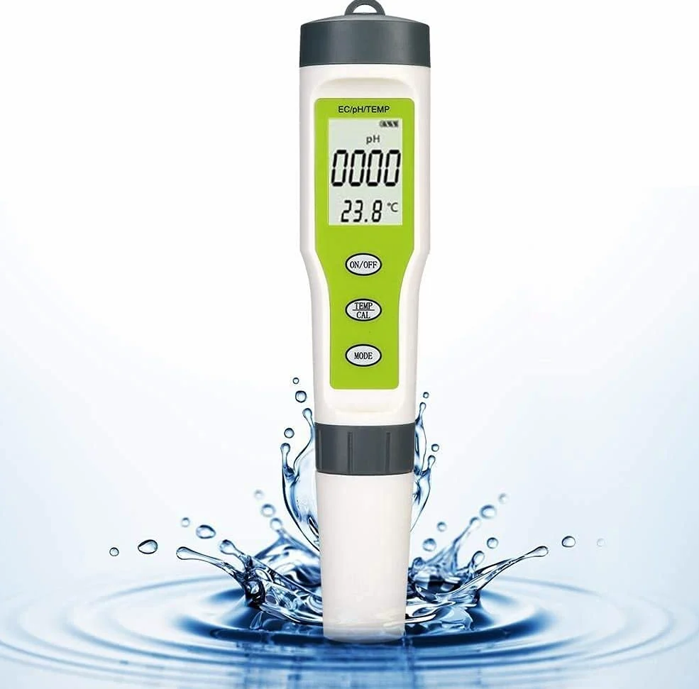 RJJ Pluma de Prueba de Calidad de Agua, PH, EC y Temp Agua Tester, for jardín, Laboratorio de acuarios domésticos, Uso de la Granja en Interiores