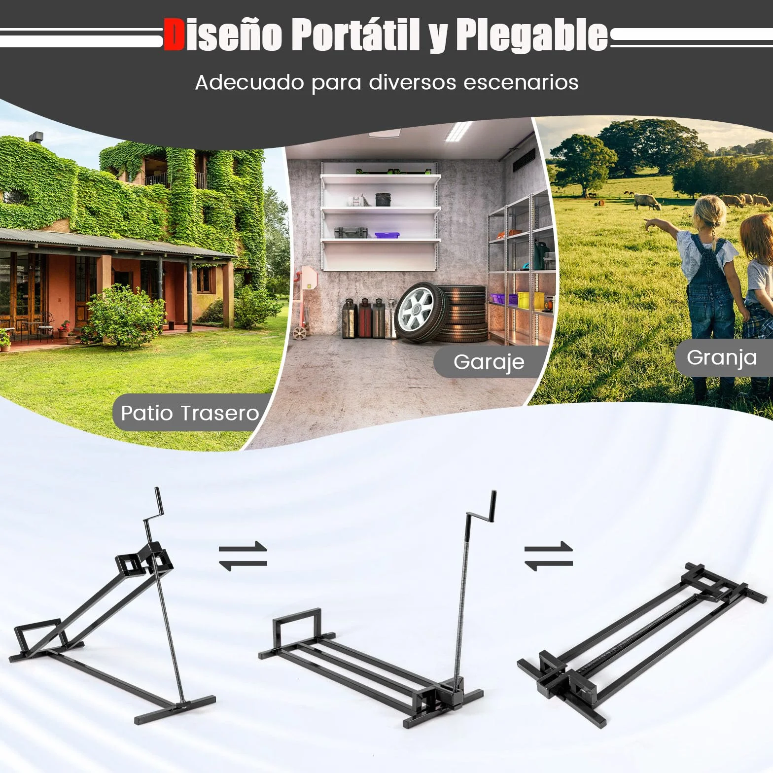 COSTWAY Dispositivo Elevador Tractores, Plataforma Elevadora para Cortacésped de 400 KG Ajustable de Forma Continua (Negro)