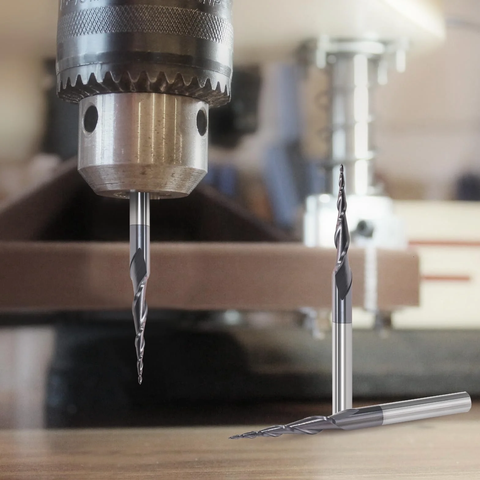 Fresa cónica para fresadora CNC, vástago de 6 mm, 2 flautas, fresa de extremo HRC55, broca de ranura en espiral, 0,5 mm de radio CNC con revestimiento AlTiN para grabado 2D y 3D