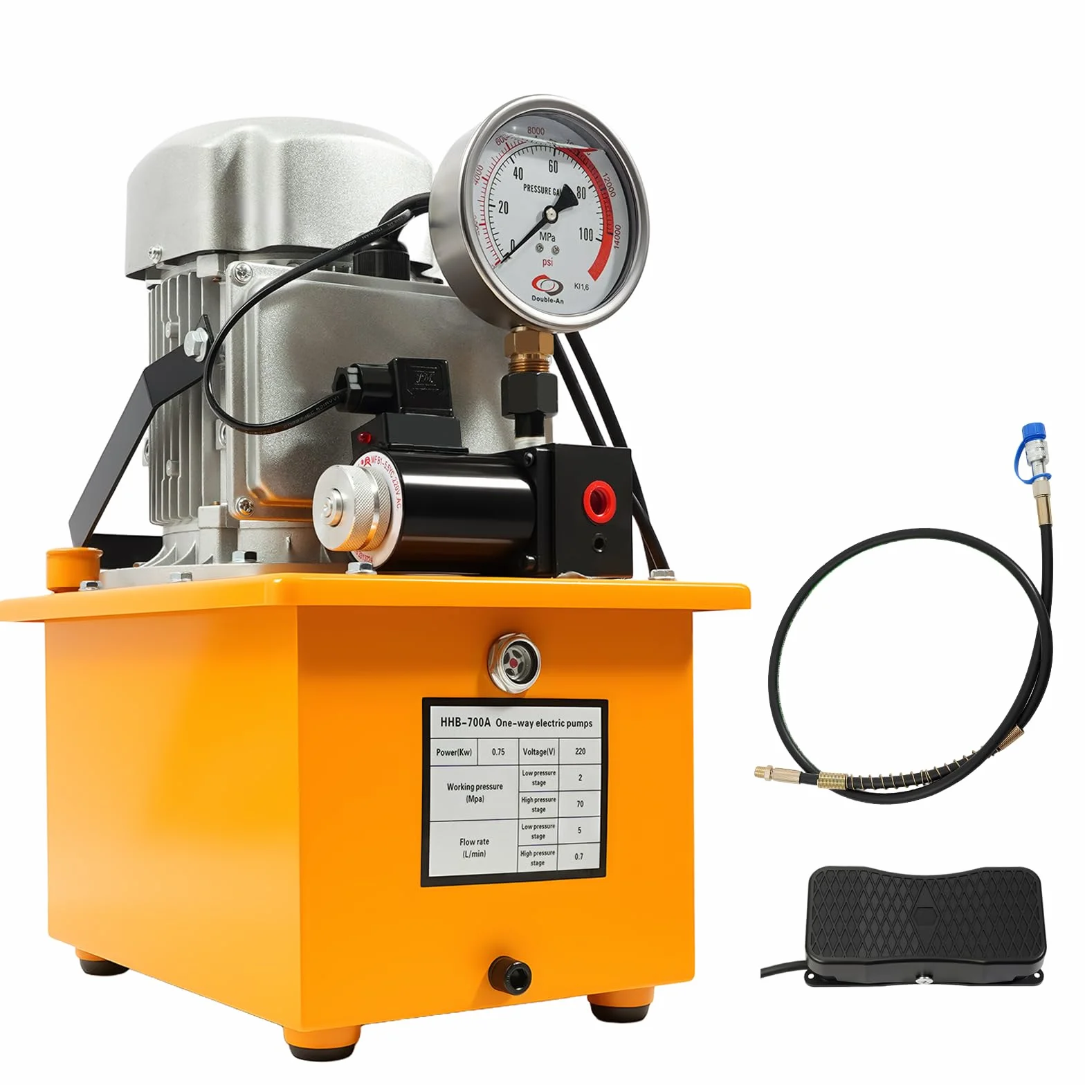 Bomba Hidráulica Eléctrica 700 Bar Agregado Hidráulico 750 W 220V Bomba Electrohidráulica 70Mpa Bomba de Alta Presión con Válvula de Seguridad, Bomba Electrohidráulica Tanque 7L