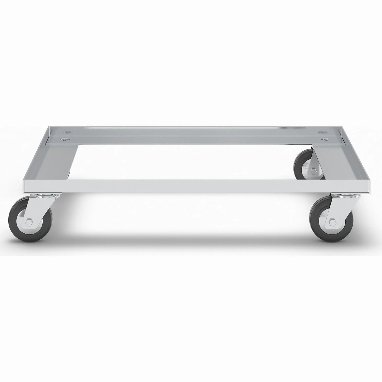 Bastidor rodante de aluminio, carga máx. 200 kg, con protección contra hilos, ruedas de polipropileno, negro. | Capacidad de carga de 200 kg, con protector de hilo, ruedas de polipropileno, color negro