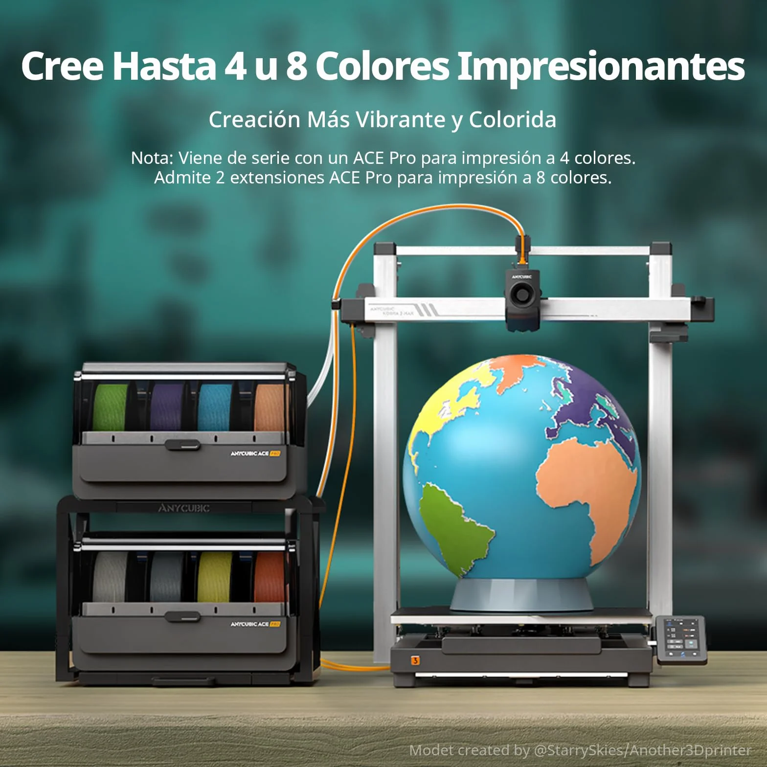 Anycubic Kobra 3 MAX Combo Impresora 3D, Inteligente Multicolor Impresión, 600 mm/s Alta Velocidad, Auto Nivelación Imprimir, Tamaño de impresión: 420 x 420 x 500 mm