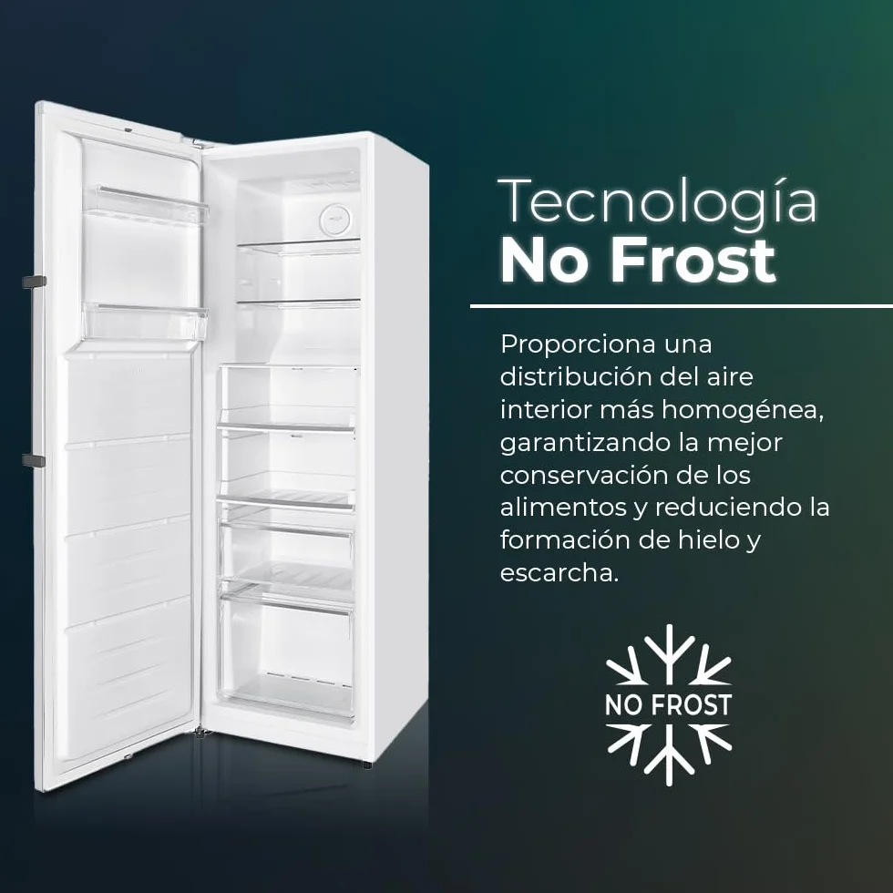 Congelador Vertical Inox Svan SCV185601ENFD 274 Litros Puerta Reversible Eficiencia Energética Clase E