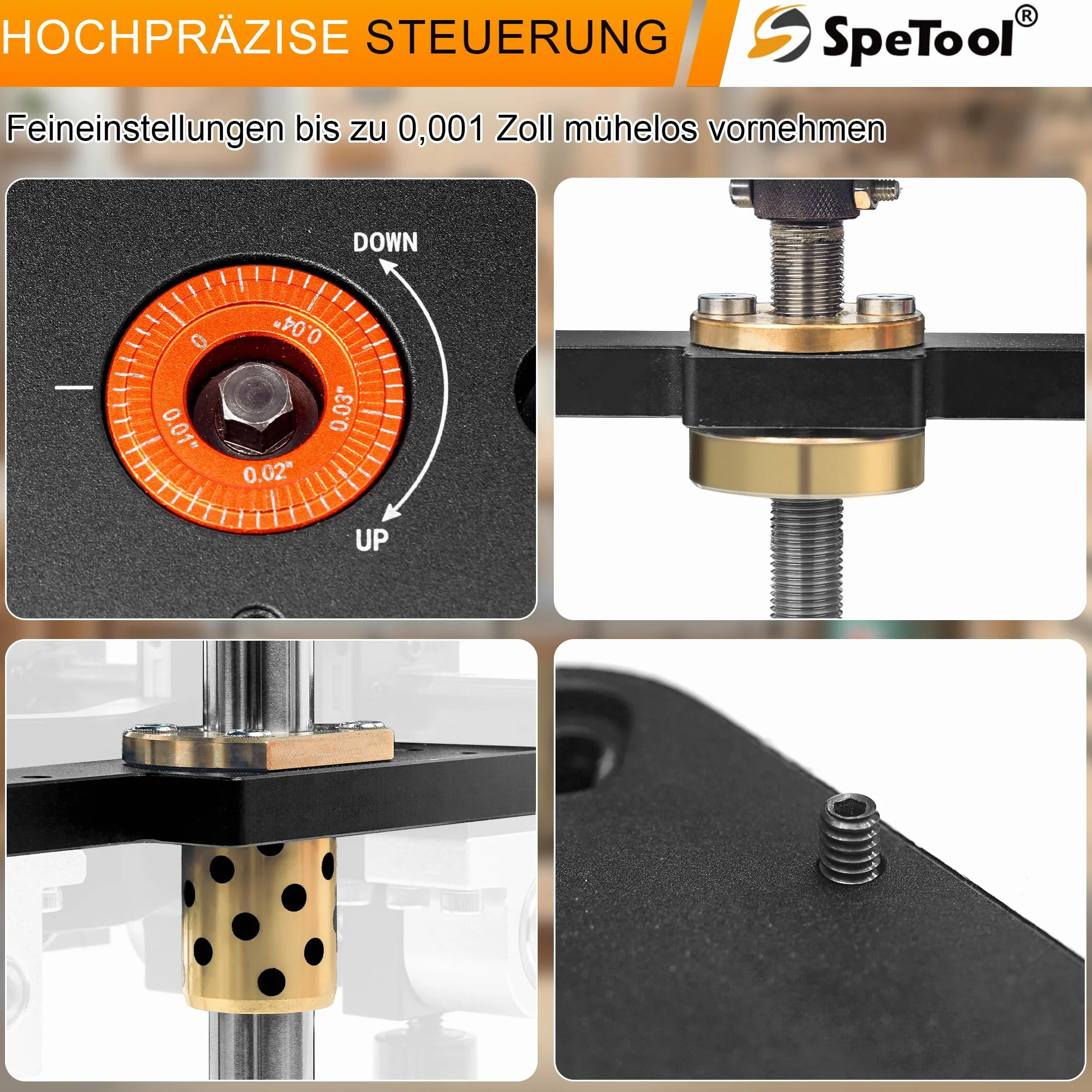 SpeTool Elevador de fresado para fresadoras superiores con 65 mm de diámetro y 107 mm de diámetro, elevador de fresado de aluminio con plantilla de bricolaje y 3 anillos magnéticos, placa de fresado