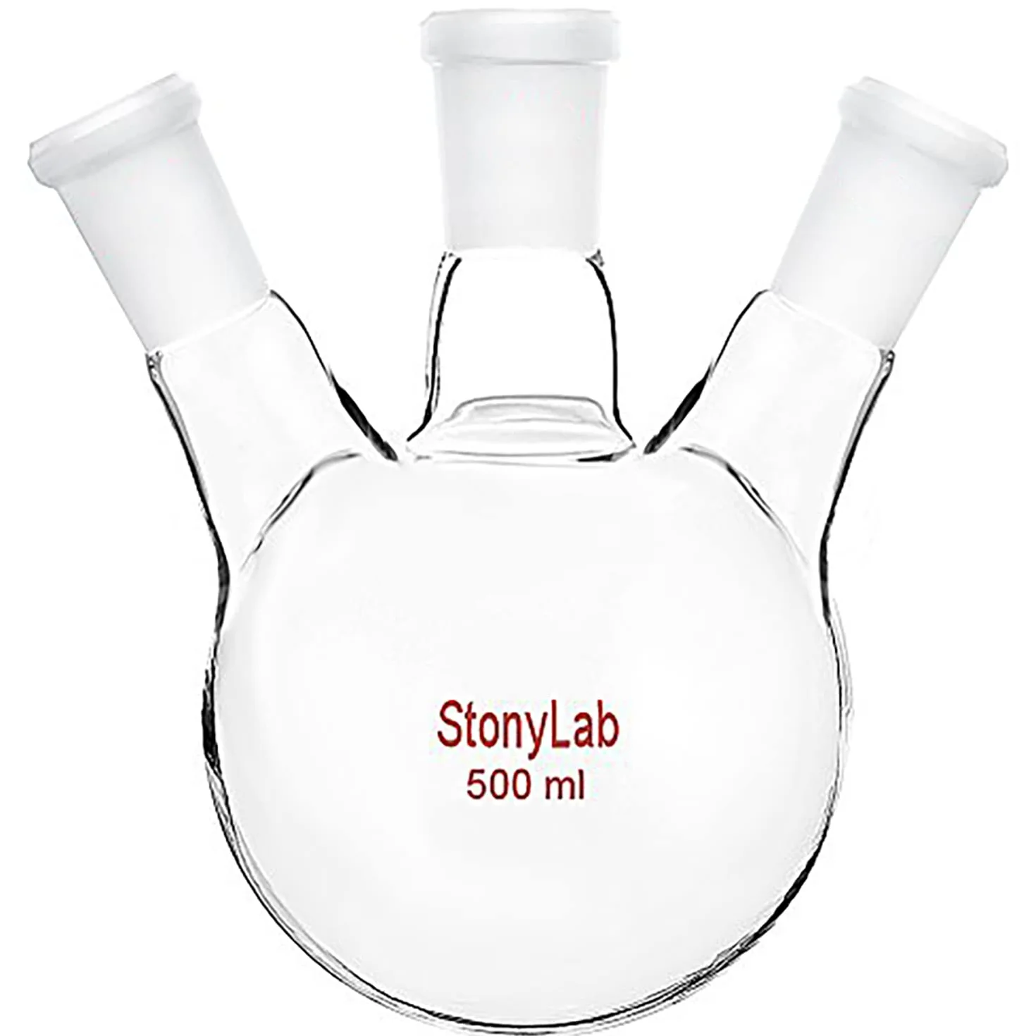 Borosilicato Vidrio Balón de Destilación Tres-Cuellos 500ml 24/40 Cónicos Estándar
