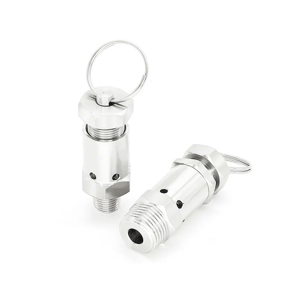 1 válvula de alivio de presión de resorte de acero inoxidable 304 de 1/4 pulgadas, 0.5-10 bar para compresores de gas y ollas a presión, válvula de seguridad (1 barra fija) y fiable