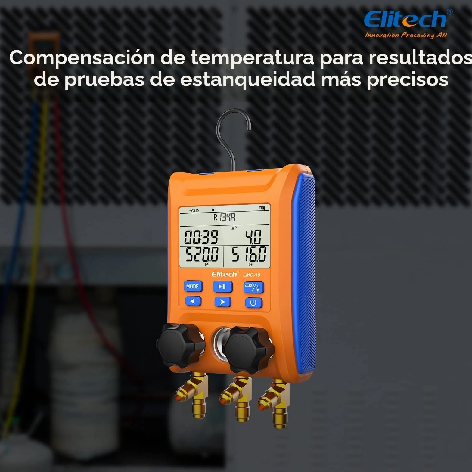 Elitech Juego de Manómetros Digitales de Refrigeración LMG-10, Alta Precisión, HVAC