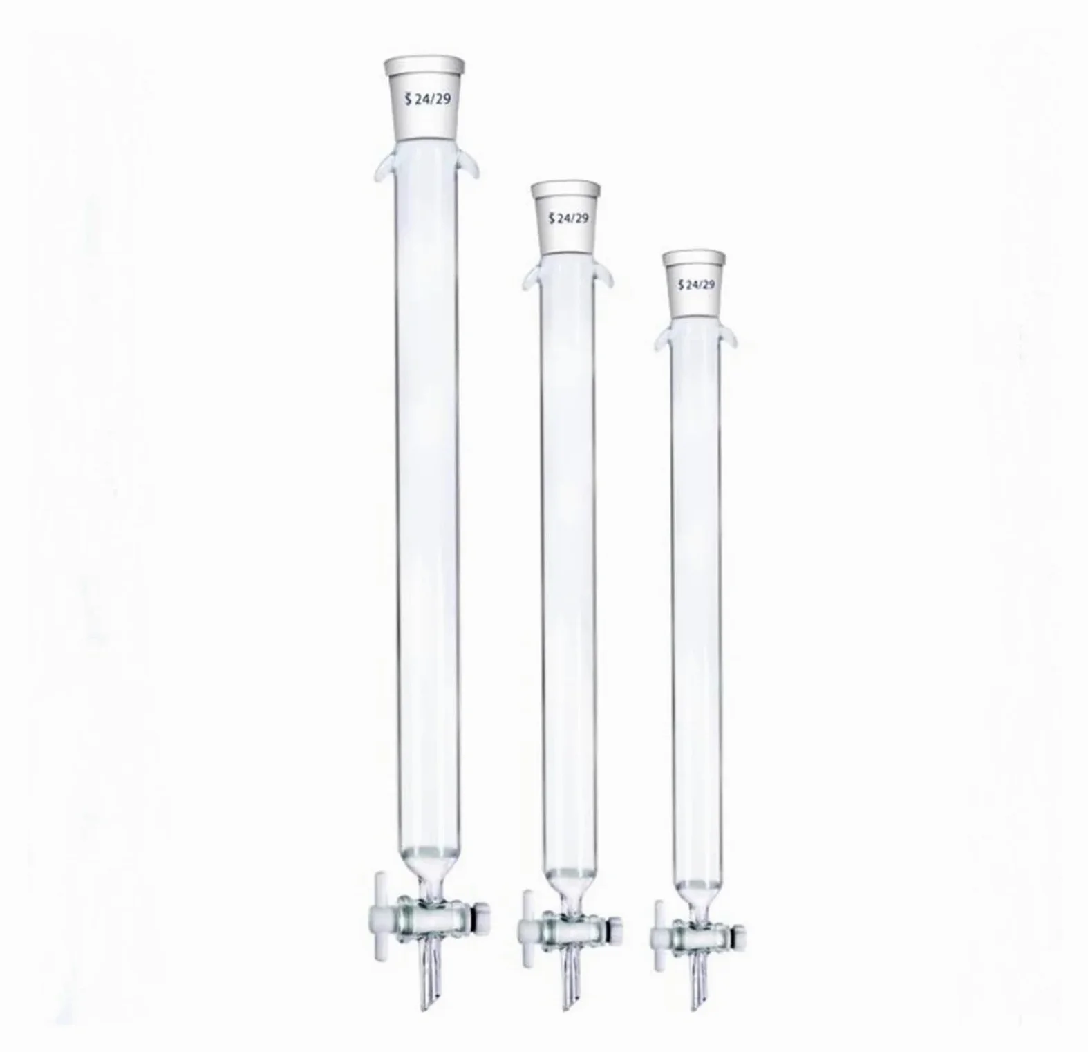 Columna de cromatografía de vidrio con llave de paso de PTFE y cono esmerilado sinterizado(30x300mm)