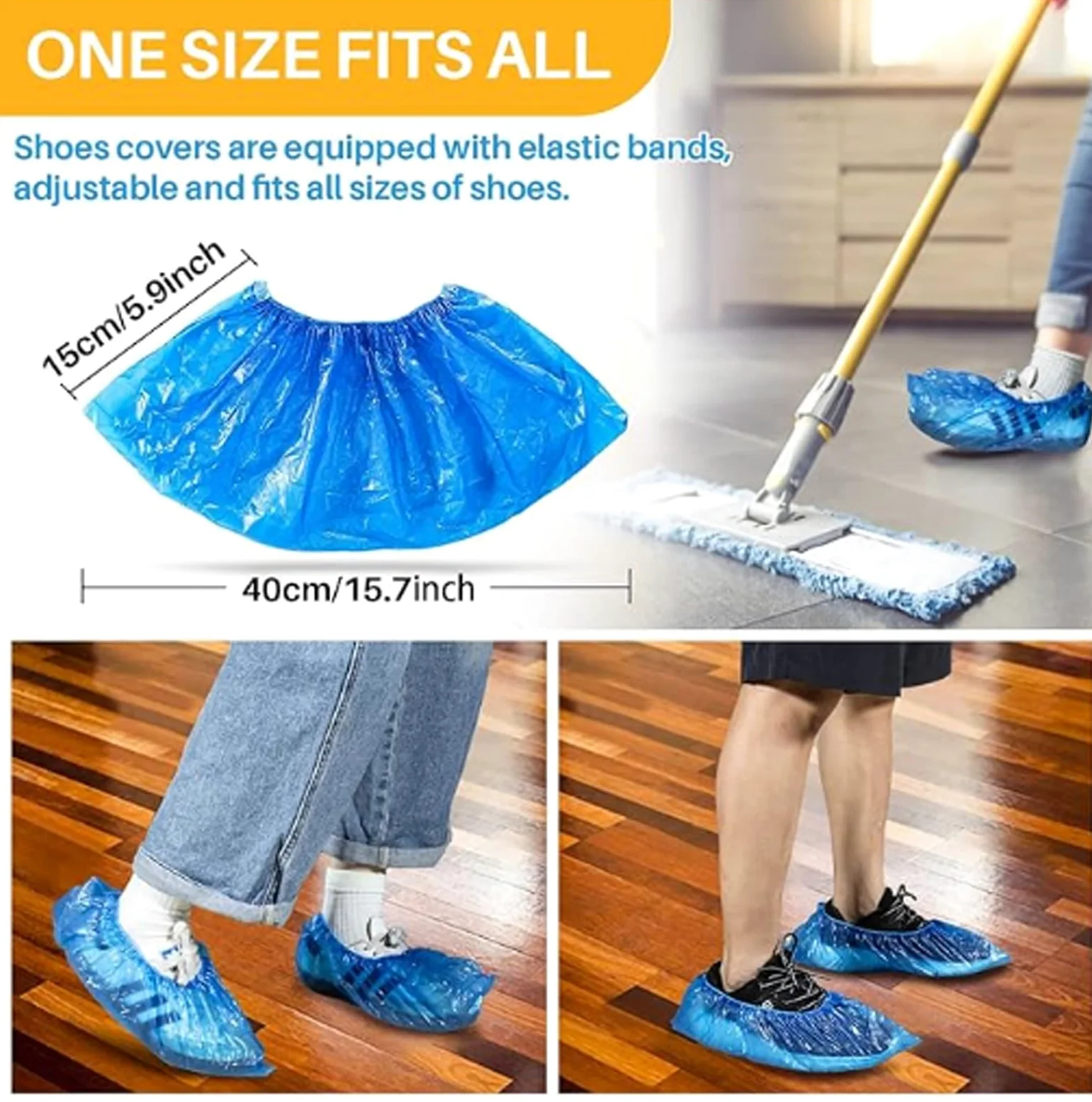 Cubrezapatos Desechables, Duraderos y Antideslizantes para Suelos y Alfombras (Azul, 100-2000 Unidades)(1000 Pieces)