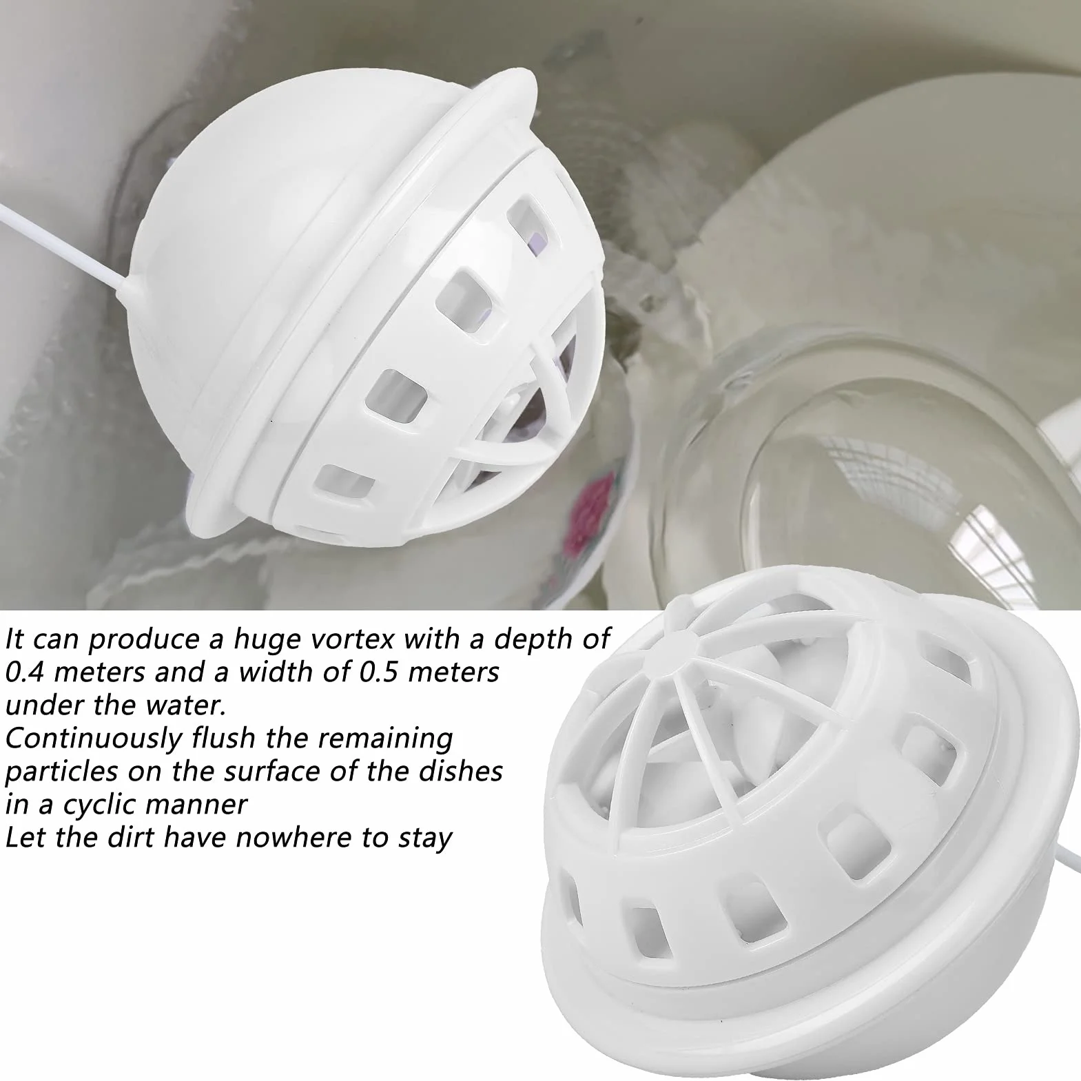 Mini Lavavajillas, Lavavajillas Turbo Portátil con Alimentación USB con Apagado Automático de 15 Minutos Super Shock Wave 2 Modos para Cocina Restaurante Hotel ABS (Blanco)