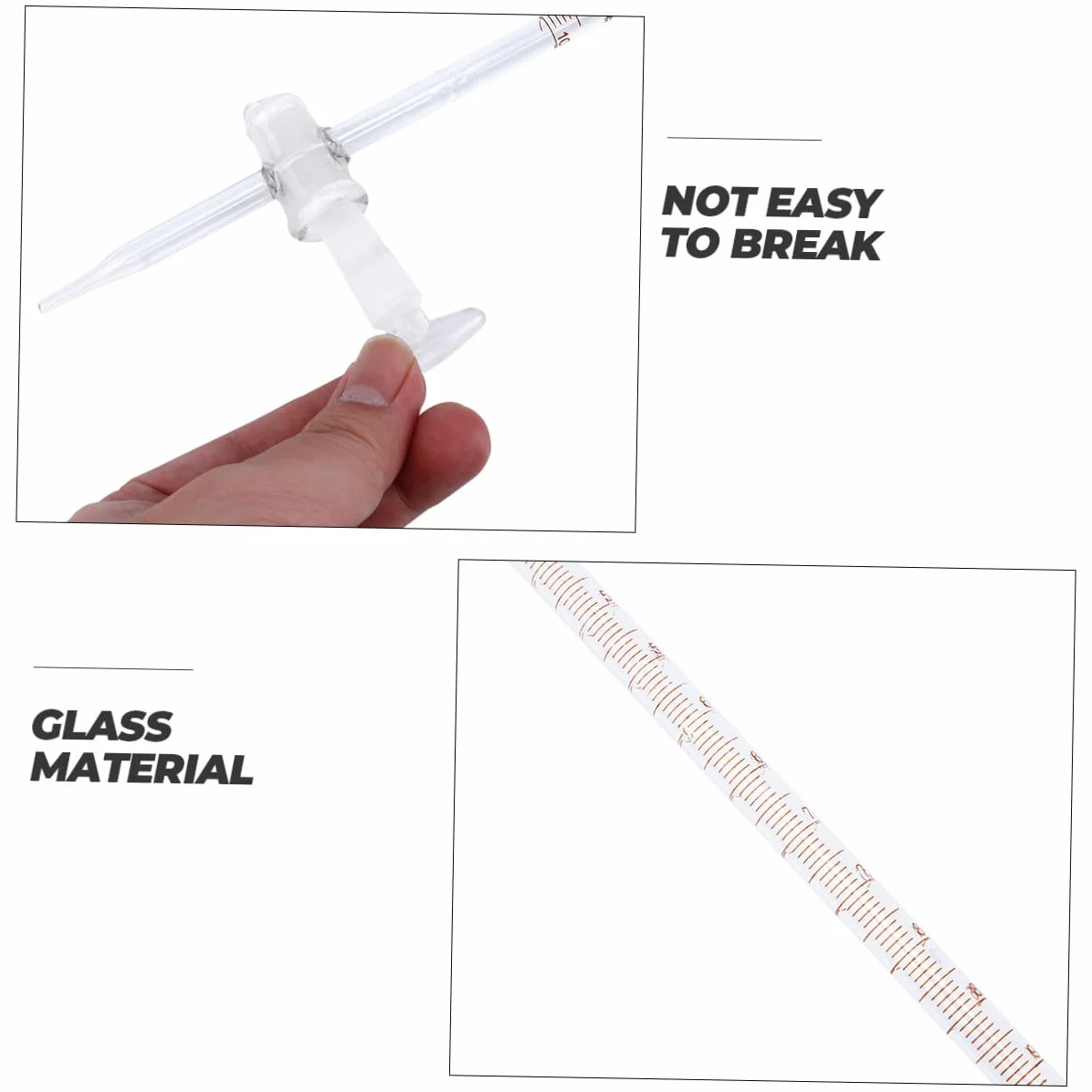 COLLBATH Bureta de laboratorio químico de vidrio de borosilicato, ideal para de ácidos, equipado con de paso, adecuado para clases escolares y experimentos científicos