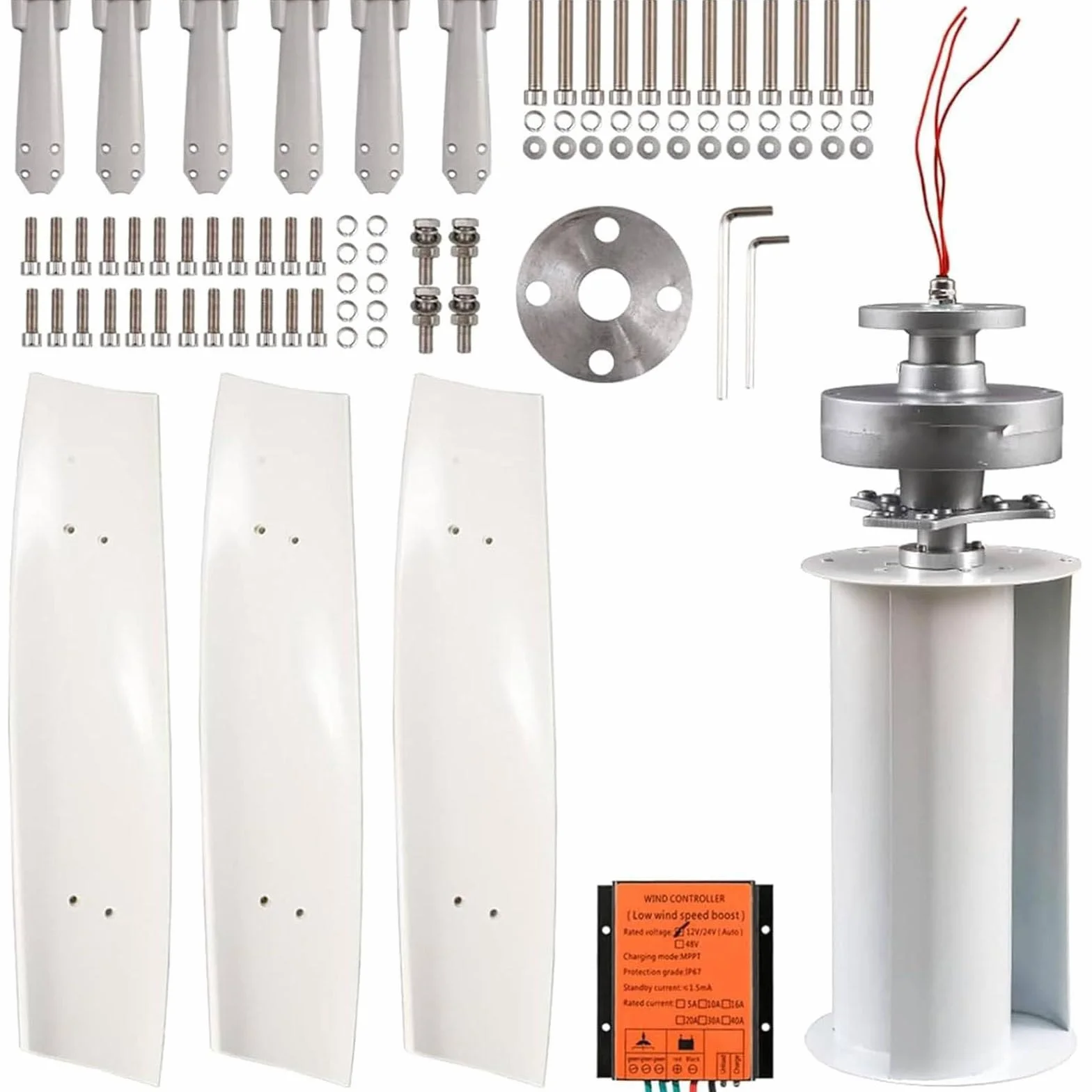 Kits Generador Turbina Eólica 5000W/9000W, Turbina Eólica Levitación Magnética Vertical,Generador Viento Vertical Levitación Magnética Turbina Eólica Vertical para Barco Doméstico,5000W-12V