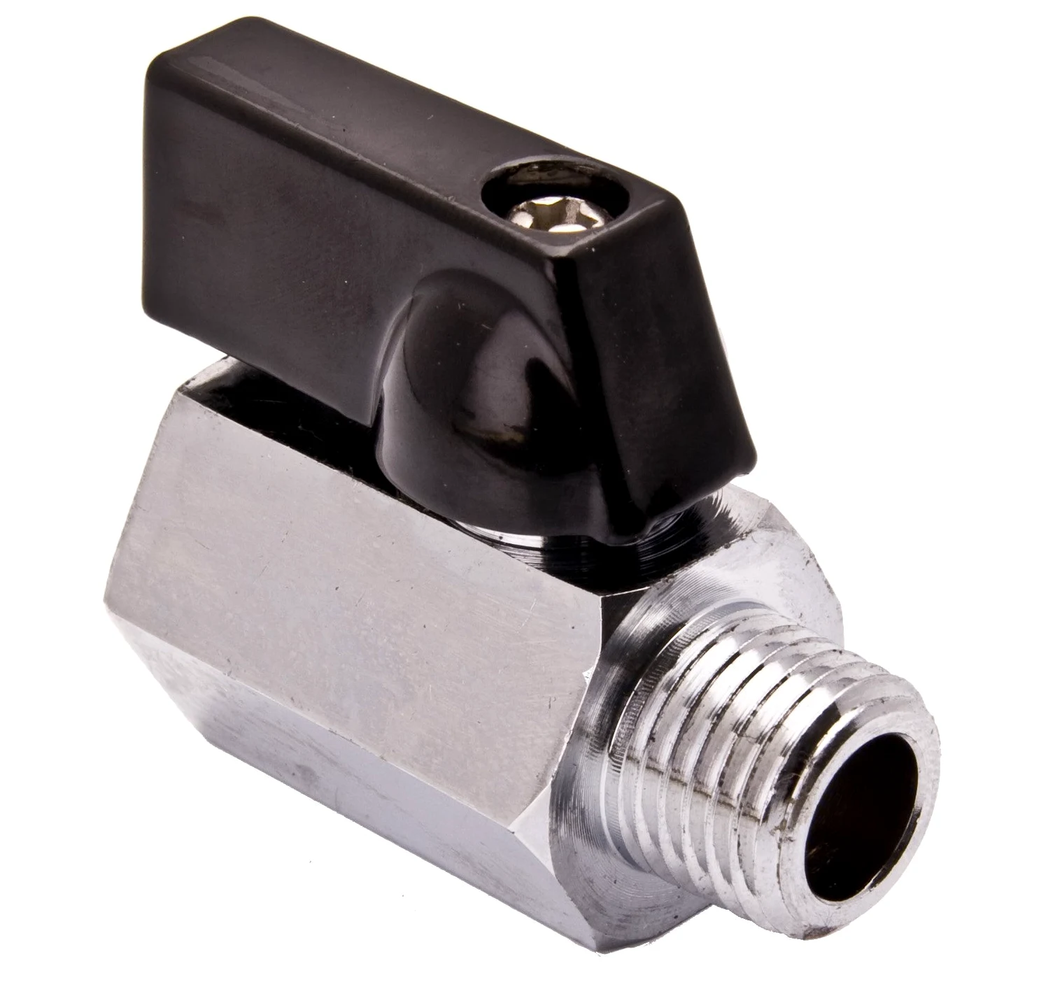 1/4 "mini latón válvula de bola bañado en cromo, hembra x macho TNP