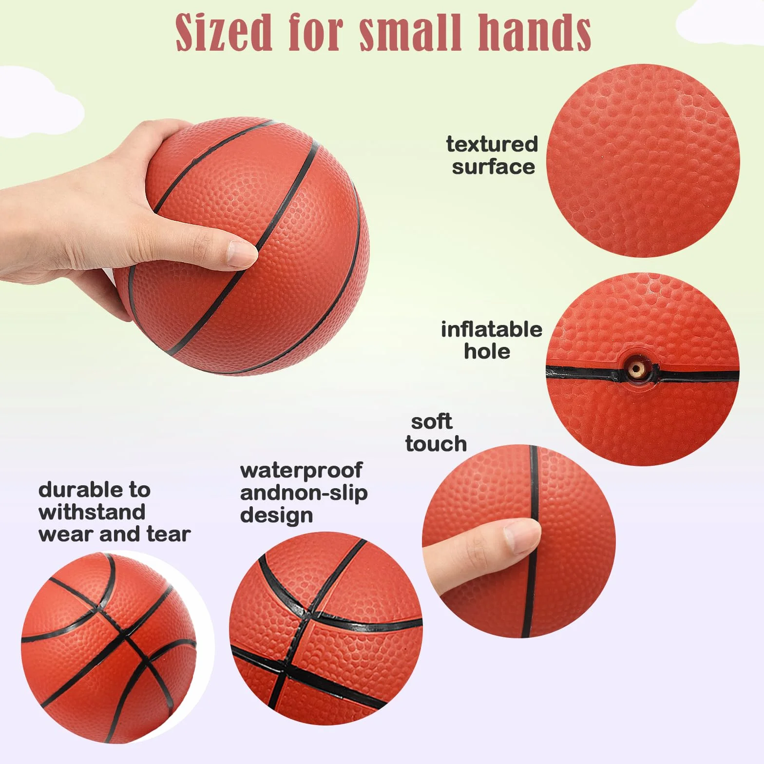 Baloncesto Pequeño para Niños Paquete de 4 Balones Inflables con Bomba Mini Set Deportivo