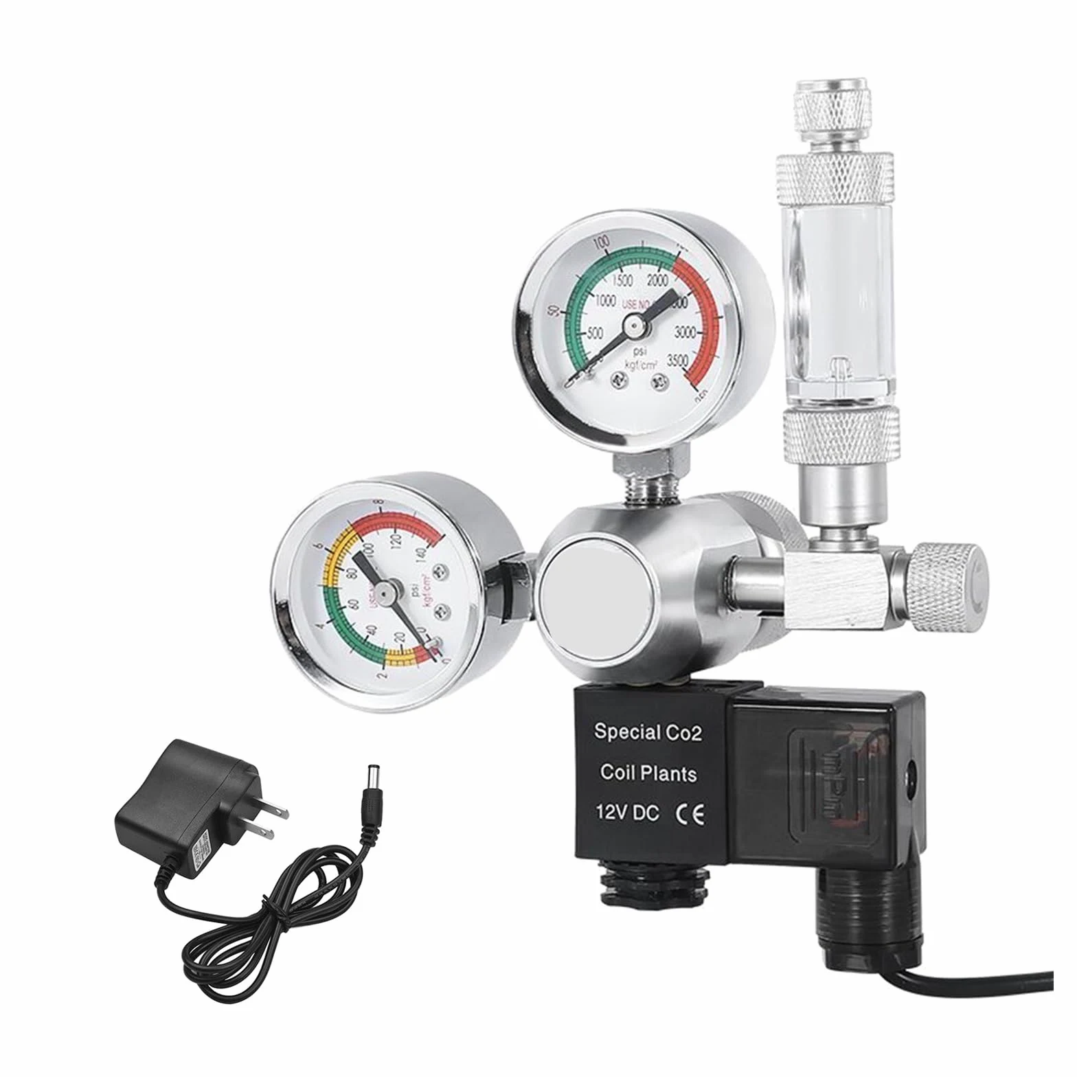 Regulador de CO2 for Acuario, regulador de dióxido de Carbono Resistente al Agua con medidores Grandes, solenoide Contador de Burbujas for Cilindro de Interfaz W21.8