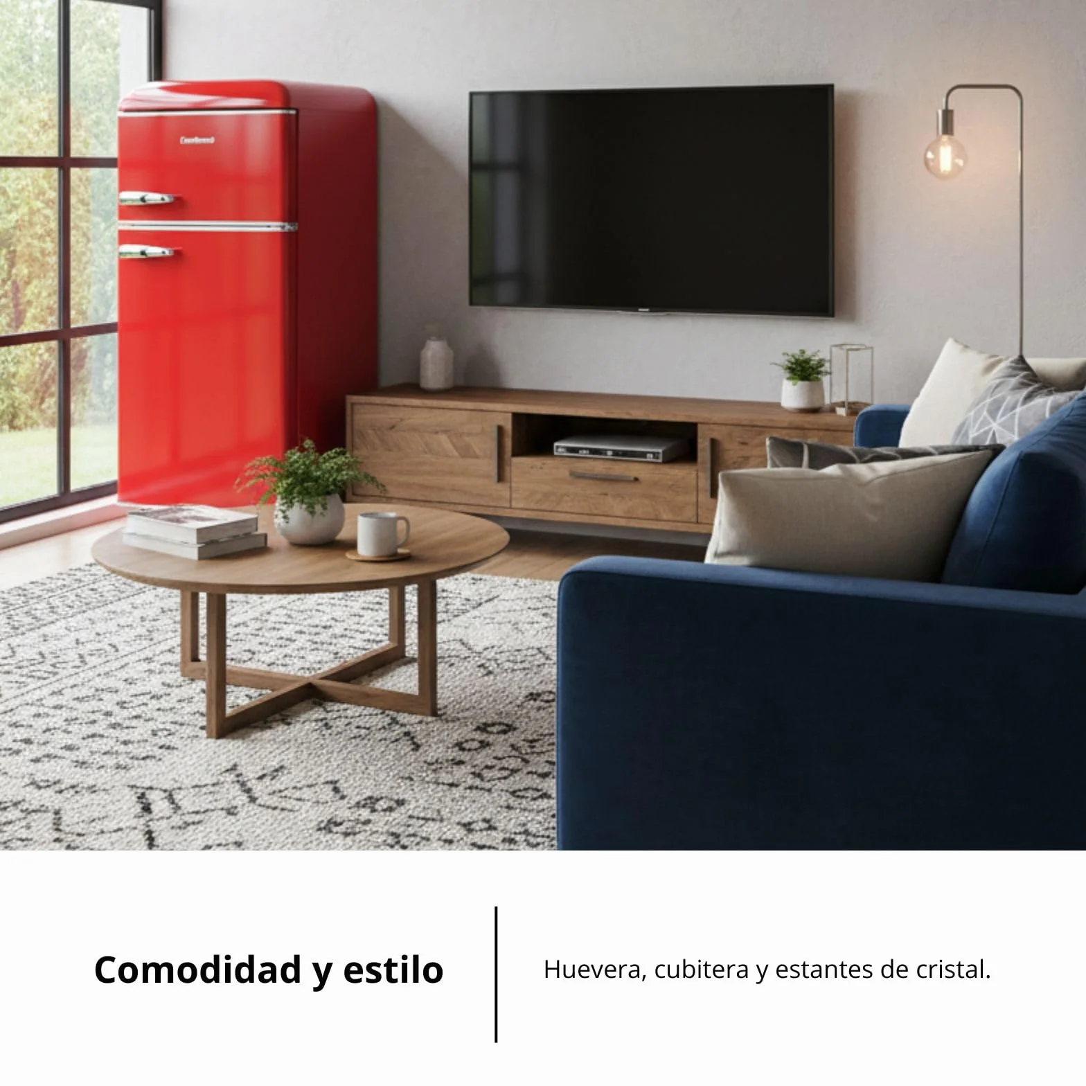 Corberó Frigorífico Retro Estático CF2PG90RR 86L 26L Congelador Rojo