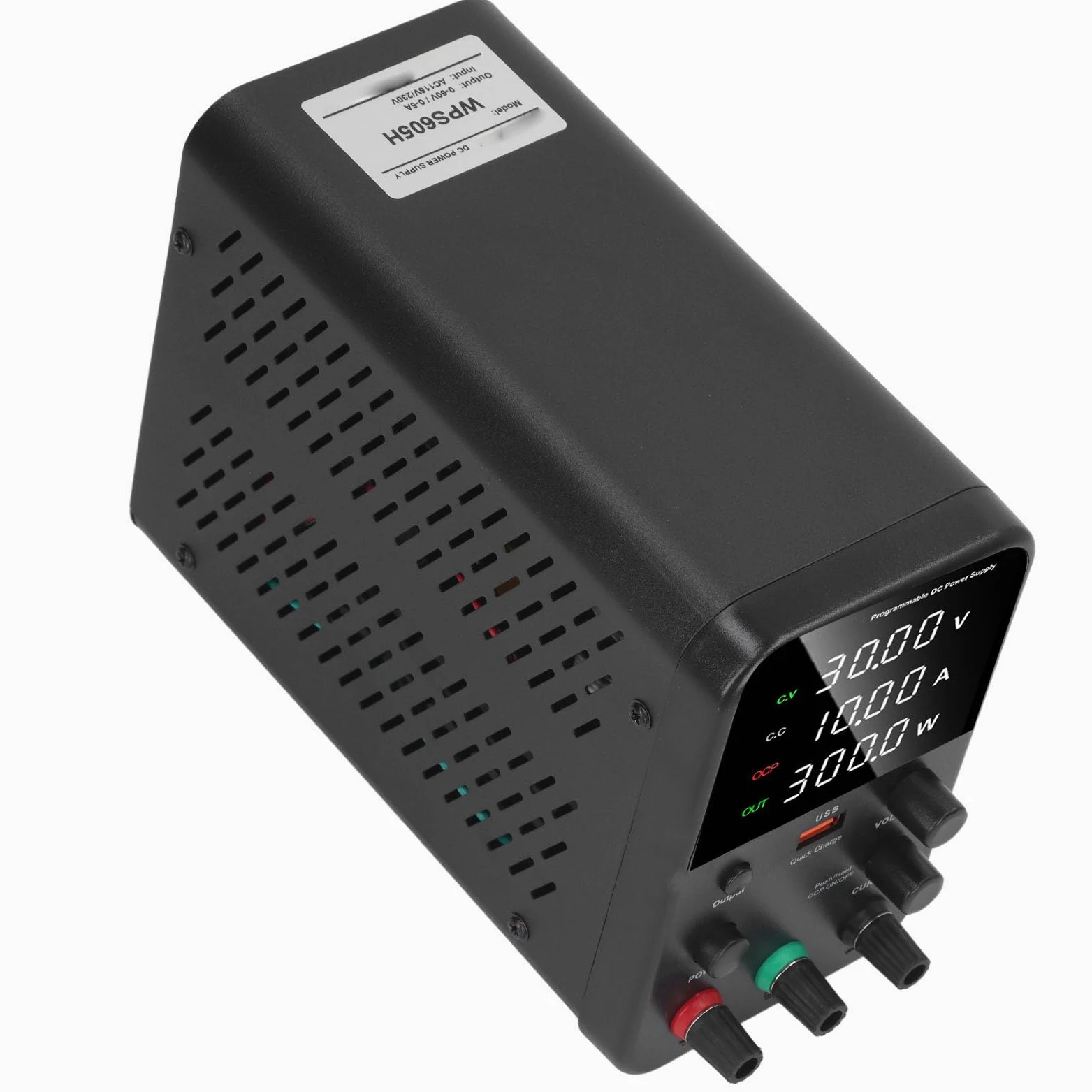 Garosa Fuente de Alimentación DC Variable 0-30V 0-5A Regulada Conmutada Ajustable con Control de Codificador, Carga Rápida USB y Ventilador de Temperatura Inteligente para (Enchufe de la UE AC230V)