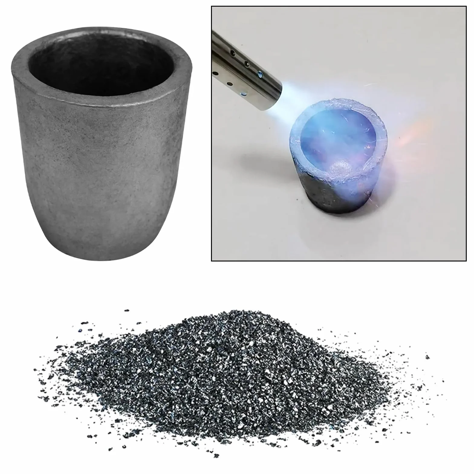 Molde de Fusión de Fundición de Grafito Crisol para Fundir Oro Plata Cobre Latón Aluminio 2KG