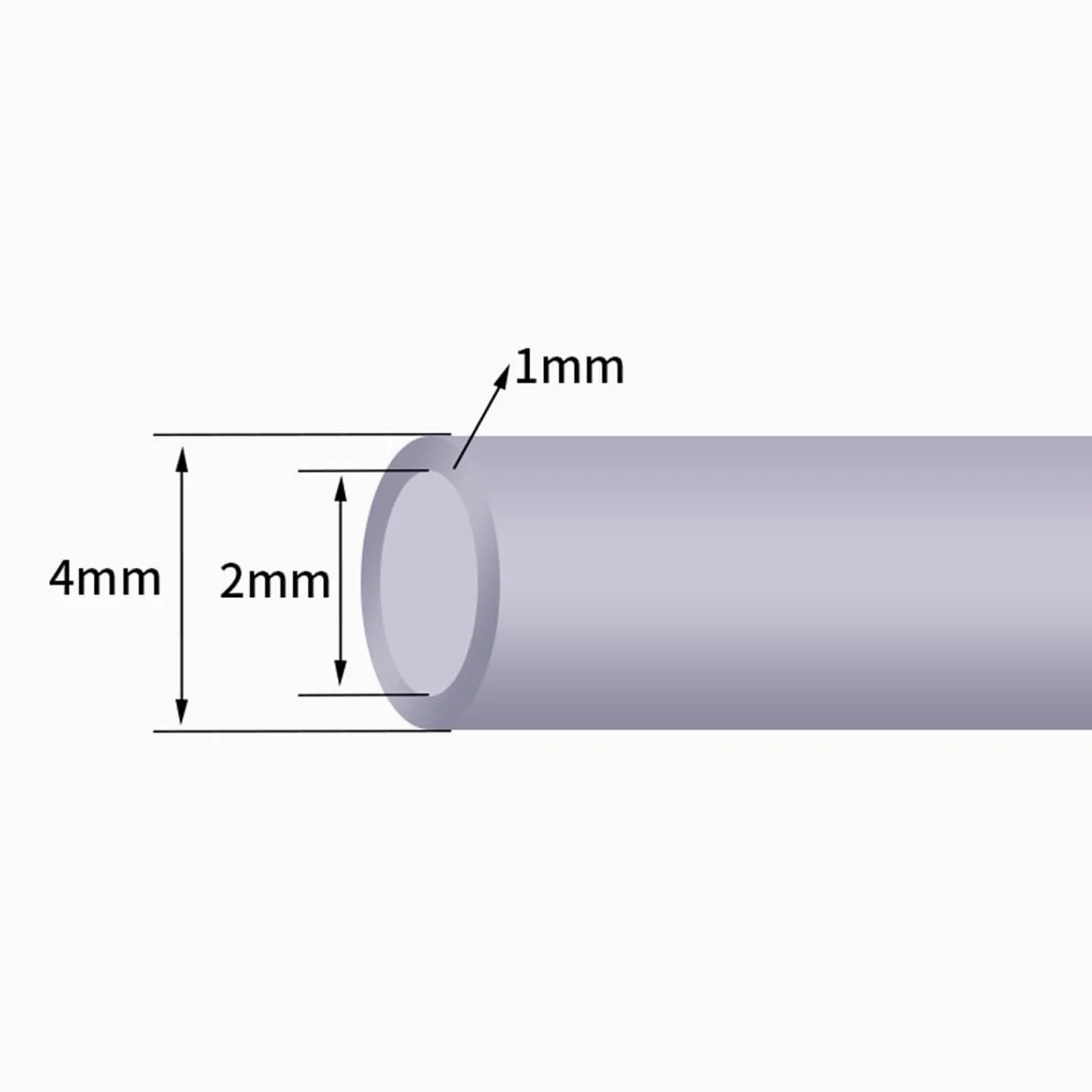 Tubo de silicona transparente para dispensador de agua de 4 mm de diámetro exterior de 2 mm de diámetro interior de 1 mm de grosor de pared de 20 m