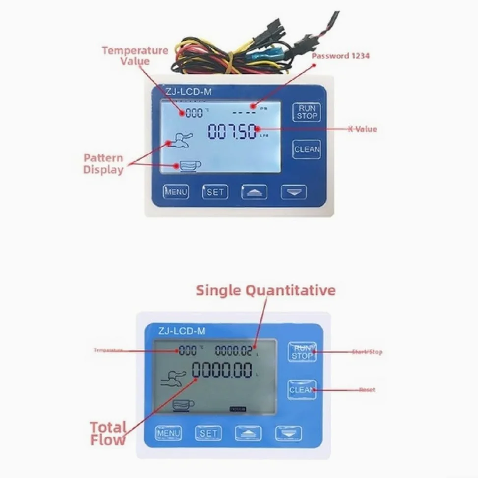 Medidor de flujo digital con pantalla LCD DC 12V Salida de pulso Sensor de flujo de agua 6.36-763m³/h Controlador cuantitativo para válvula solenoide Cuerpo de polioximetileno Diseño compacto