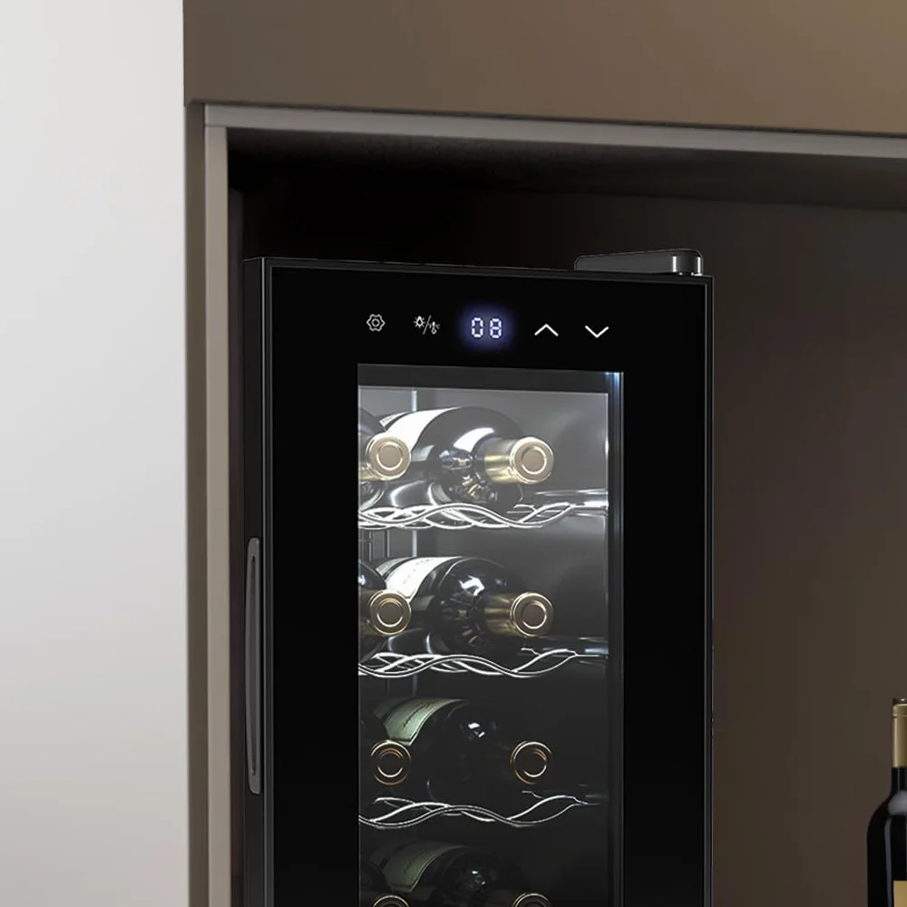 Cecotec Vinoteca Bolero Grandsommelier 830 Coolcrystal 8 Botellas Enfriamiento Termoeléctrico Temperatura Regulable 8-18ºC Control Táctil LED Interior