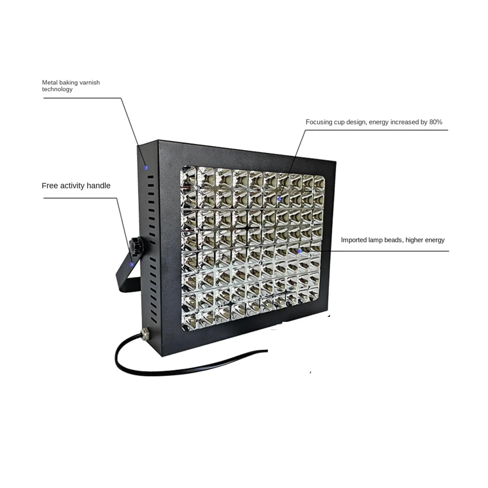 lámpara de curado UV, Foco Refrigerado Por Aire, Luz Púrpura, 365nm, 405nm, 395nm, Detección Fluorescente, Pegamento Sin Sombras, Lámpara De Curado UV Resina Aceite Verde(395nm,400W)