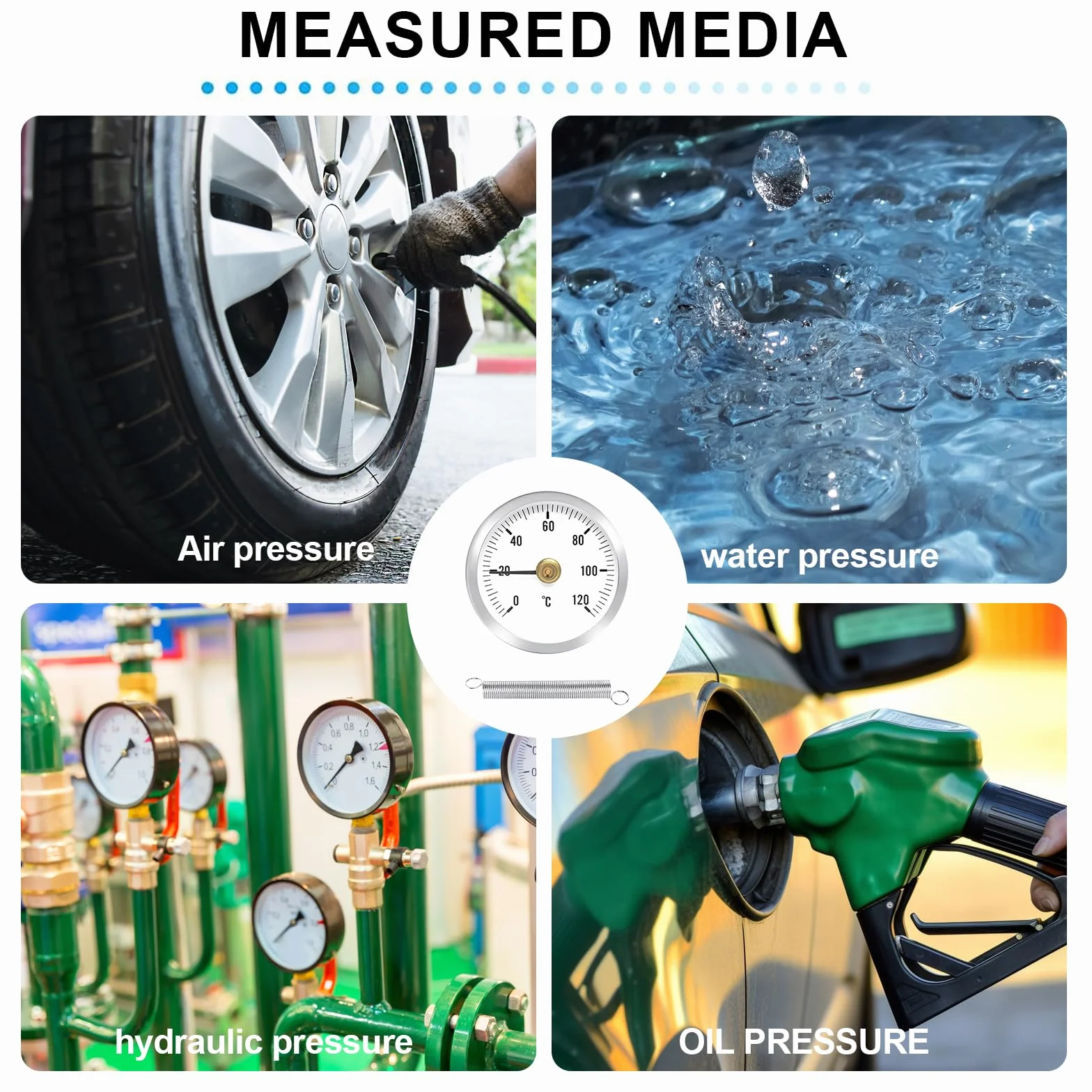 Termómetro de Tubo de Agua Caliente Clip, 0-120℃ Clip On, 63mm Indicador de Temperatura para Tubos