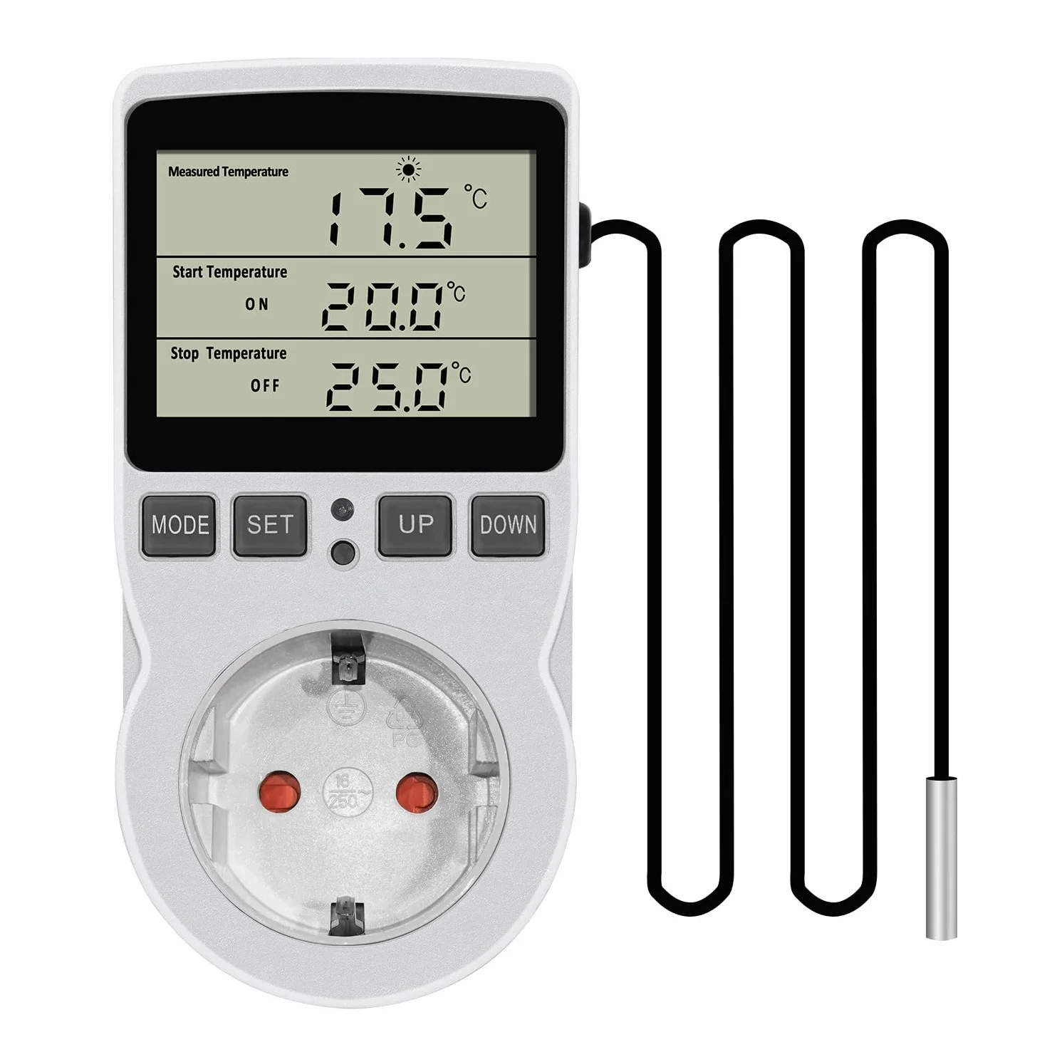 Enchufe Termostato Digital KT3100 Controlador Temperatura Acuario 230V 16A Sensor 3m