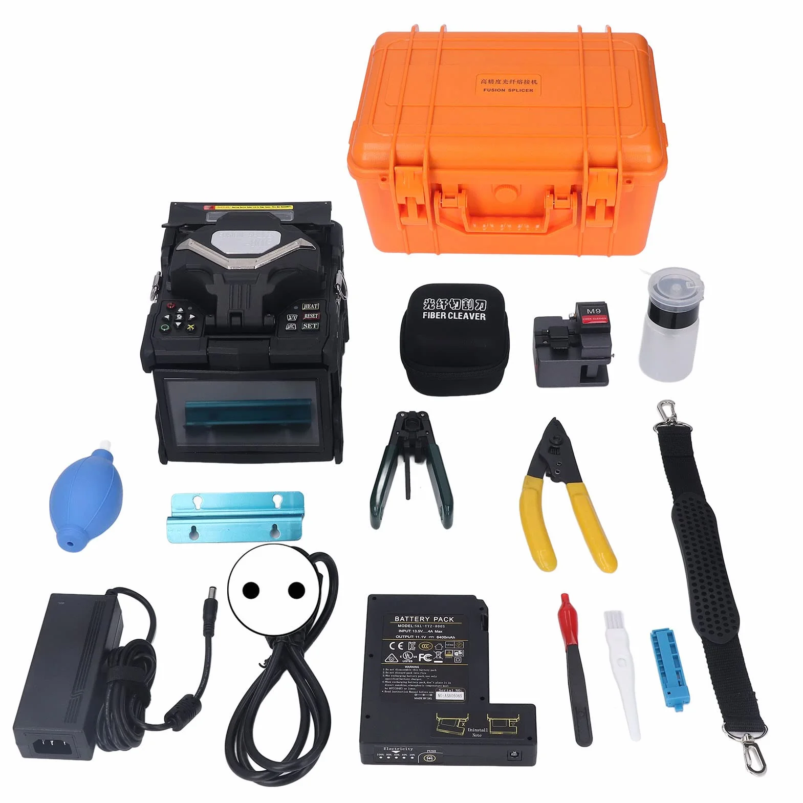 Elprico Empalmador de Fusión de Fibra óptica SKL-80F, Máquina de Empalme de Fibra óptica de Calentamiento Automático con Pantalla LCD de 5 Pulgadas, (Enchufe de la UE)