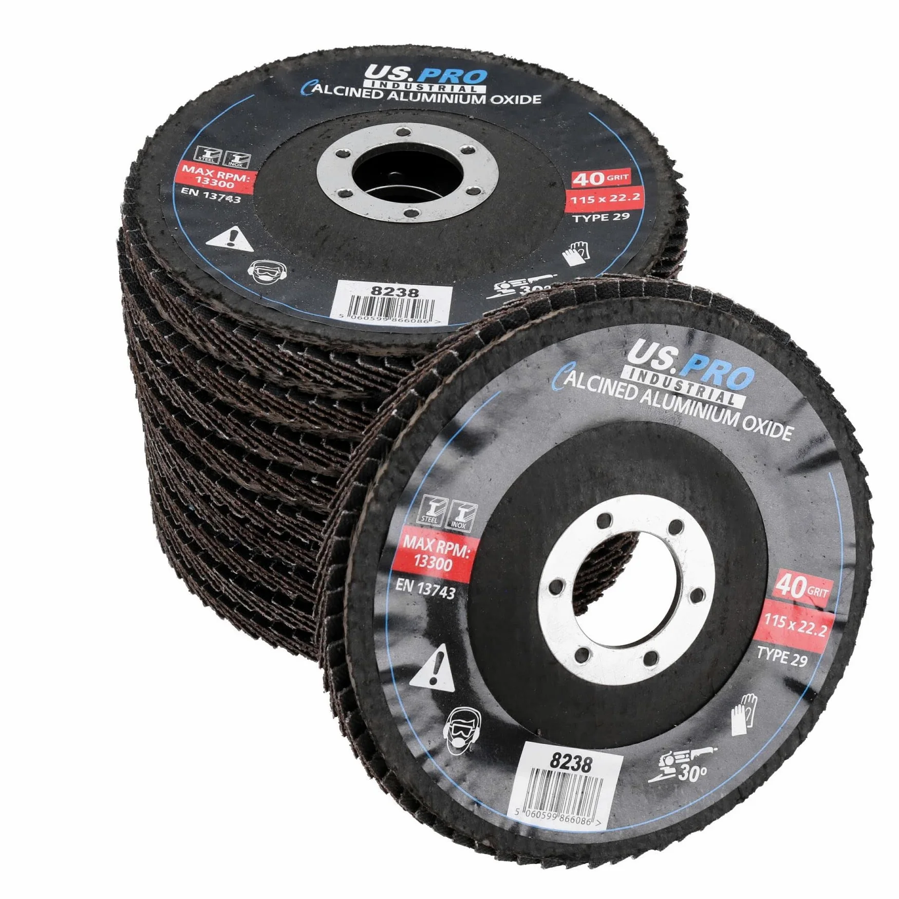 Ruedas de lijado calcinadas de disco grueso de 40 granos para amoladoras angulares de 4-1/2 pulgadas, 50 piezas