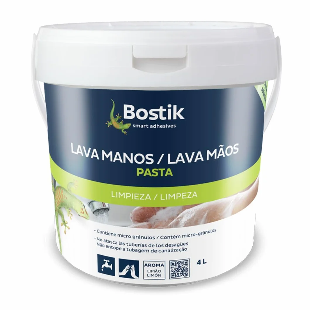 BOSTIK PASTA LAVA MANOS Jabón Mecánico Beige Amarillento con Microgránulos Bote 4 l