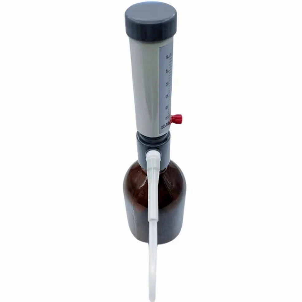 Dispensador de Líquidos Semiautomático Económico para de Laboratorio, de 5 A 25 Ml, con Adaptador GL45.