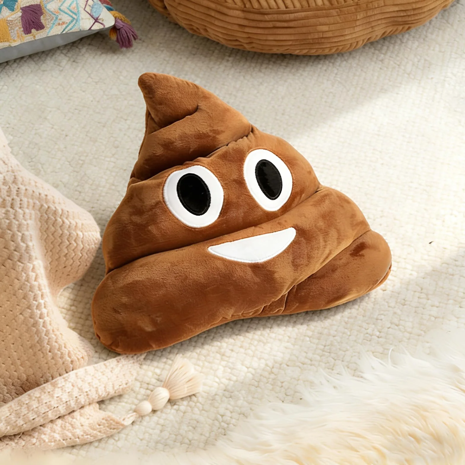 Cojín de Peluche Caca 35cm, Emoticono, Adorable, Regalo Divertido