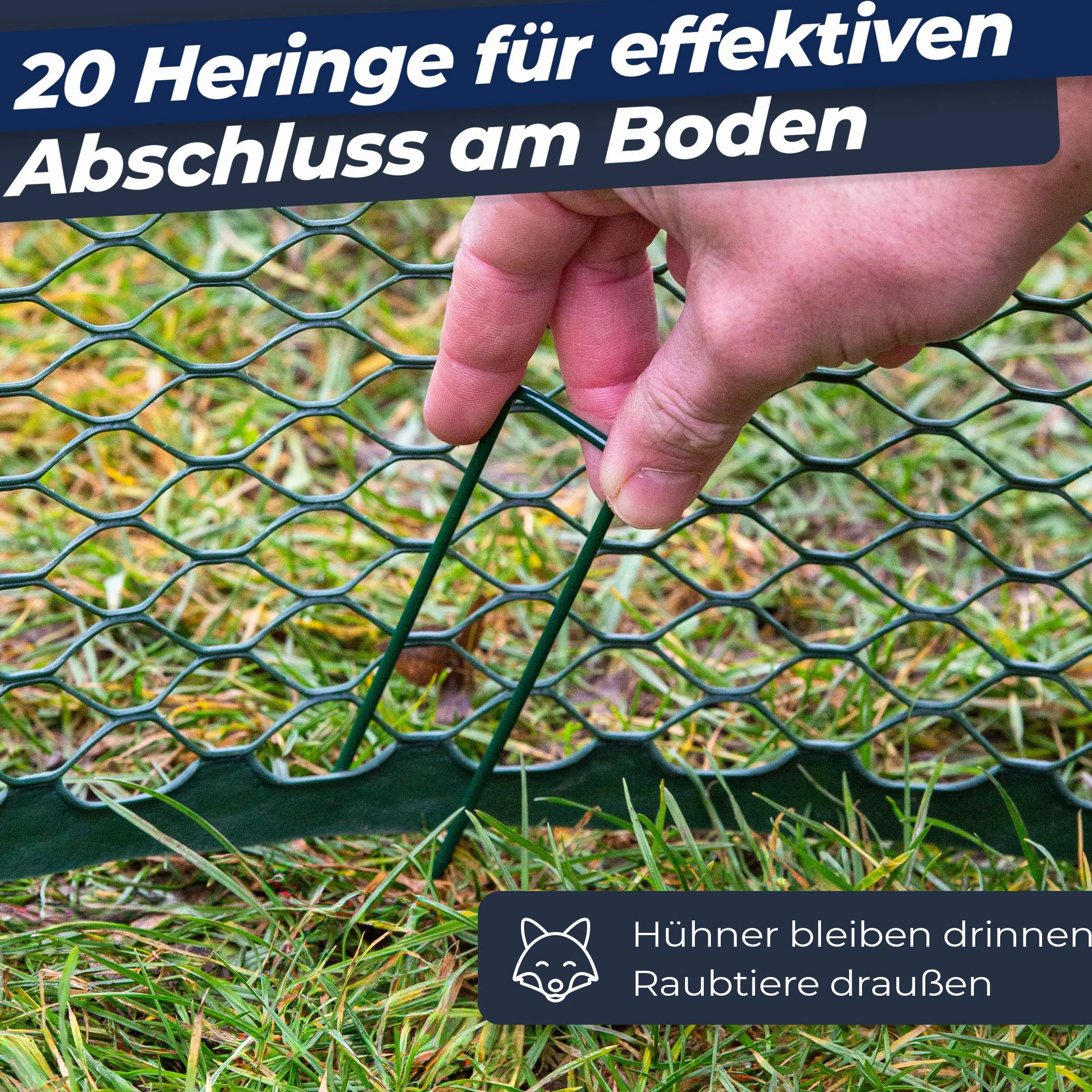Valla de pollo I 90 cm de alto I 25 m de largo I La valla para perros o animales pequeños es especialmente estrecha, estable, sin flacidez, 20 x fijaciones, valla para perros, jardín, verde
