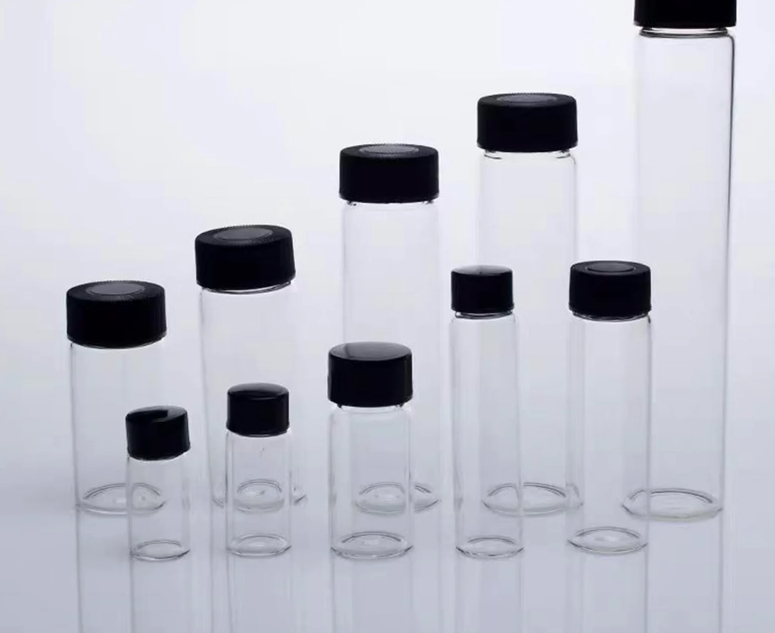 Frasco de vidrio para reactivos de laboratorio, Vial de muestra de vidrio medicinal, botella de reactivo de laboratorio transparente de 2 ml a 60 ml(3ml 100pcs)