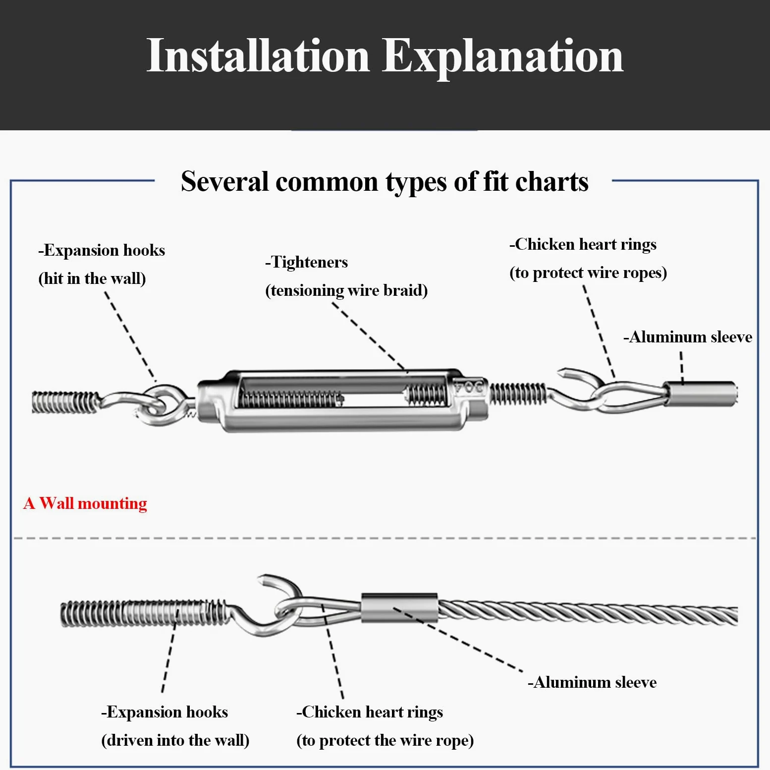 Tensor de Alambre con Tensor, Tensor de Alambre con Tensor M20-M27, Gancho de Tensor de Acero Inoxidable y Gancho for Cables, Velas de Sombra y tensores de Cable.(M24)