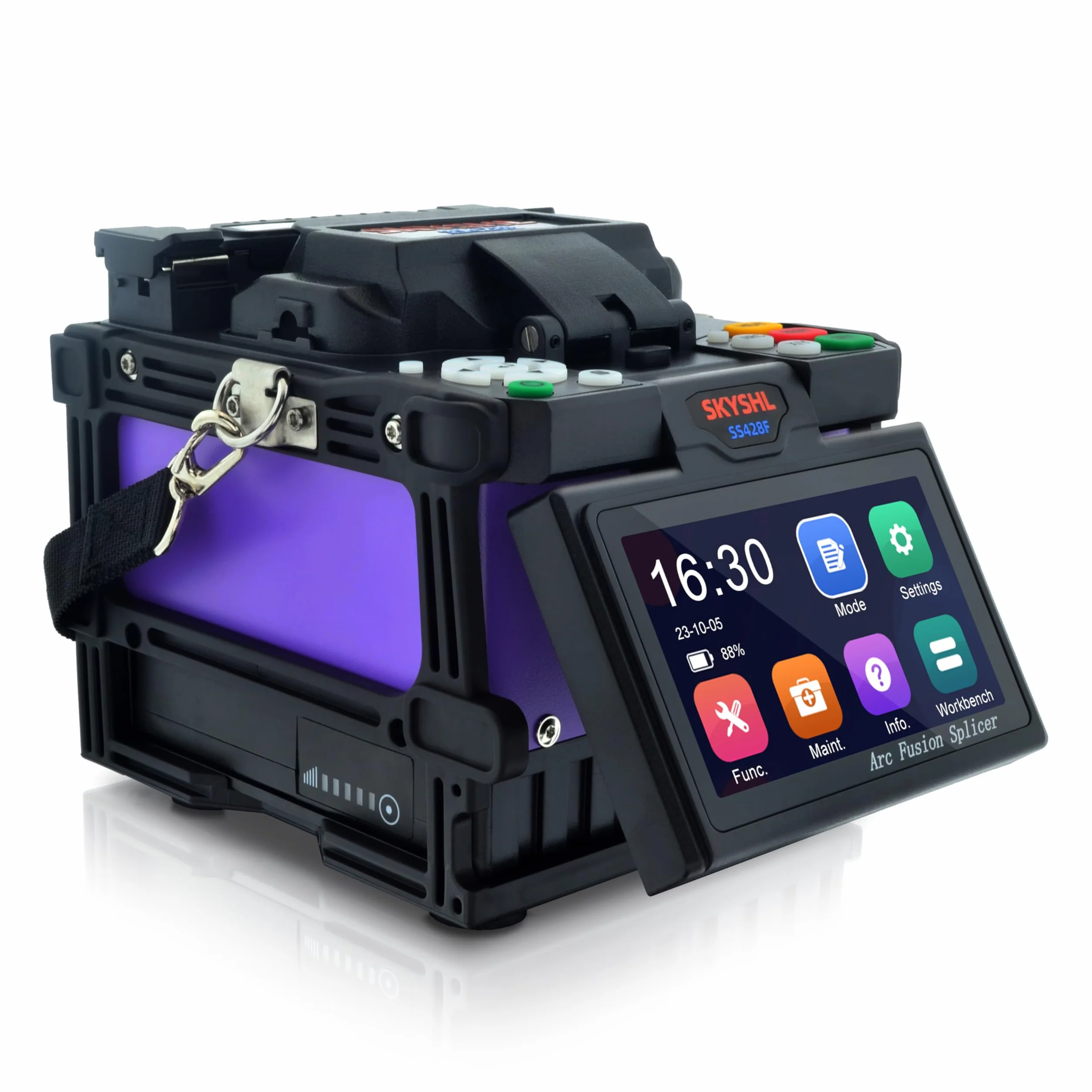 Fusionadora de Fibra Óptica Pantalla Táctil 4,3 Pulgadas SS428F-511 FTTH SM MM DS NZ DS con Electrodos y Cargador