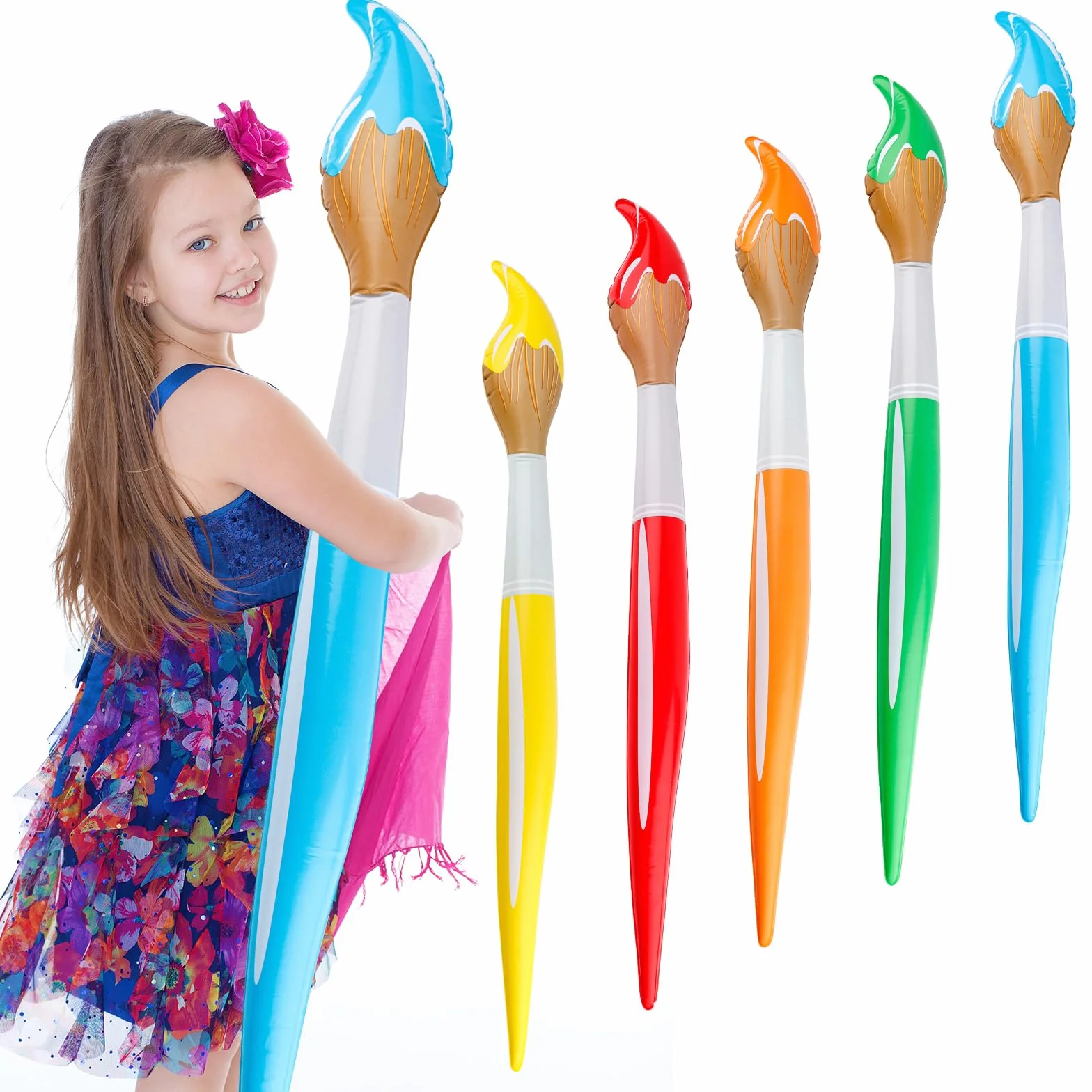 BOXOB Juego Pinceles Inflables Gigantes 105cm Globos Grandes 5 Colores