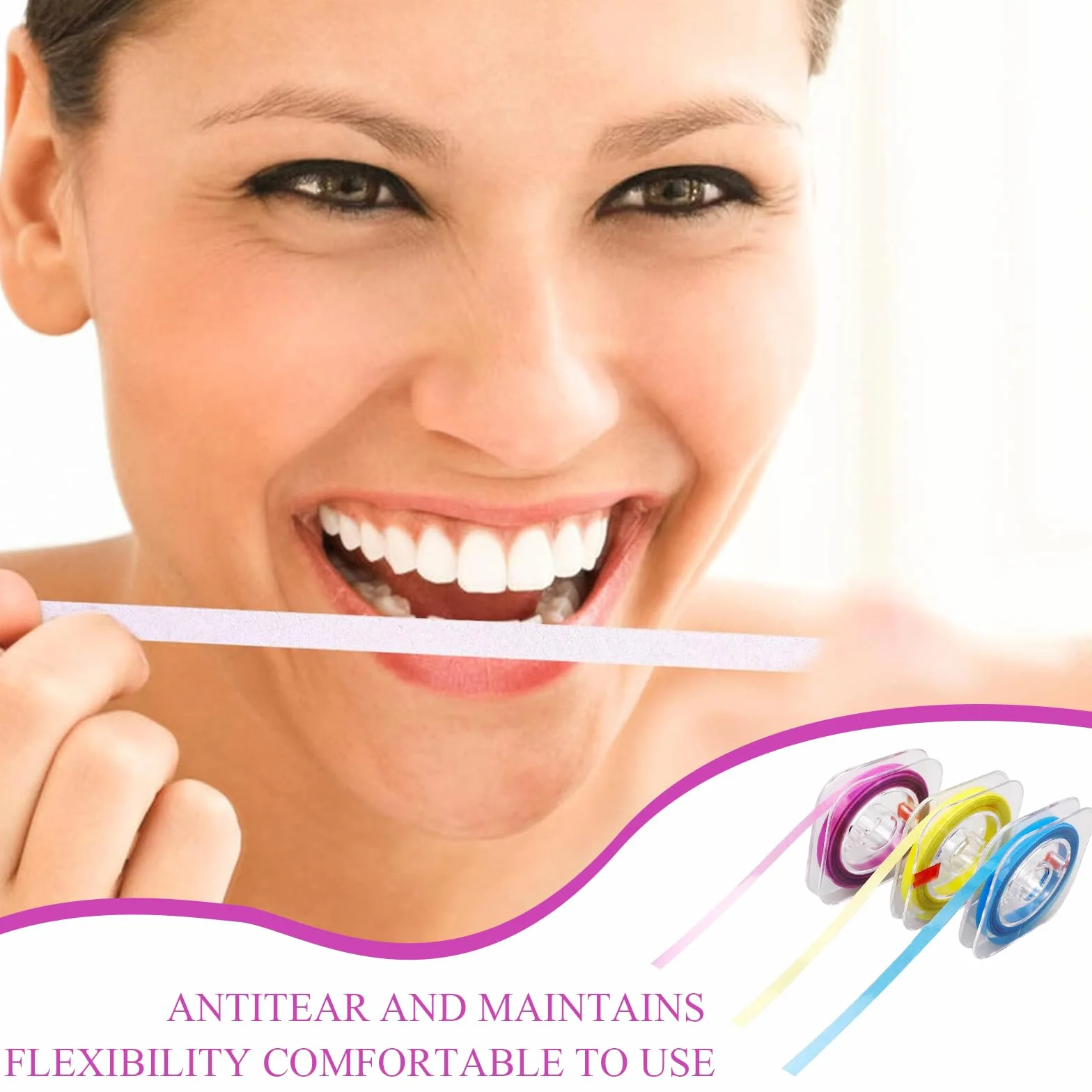 Papel de lija dental 3 volúmenes tiras para pulir dientes azul amarillo púrpura
