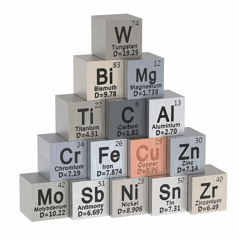 Cubos de Elementos MetáLicos de 15 Piezas - Juego de Cubos de Densidad para 1 ColeccióN de Tabla PerióDica de Elementos - Cubo de Tungsteno Puro (10 Mm)