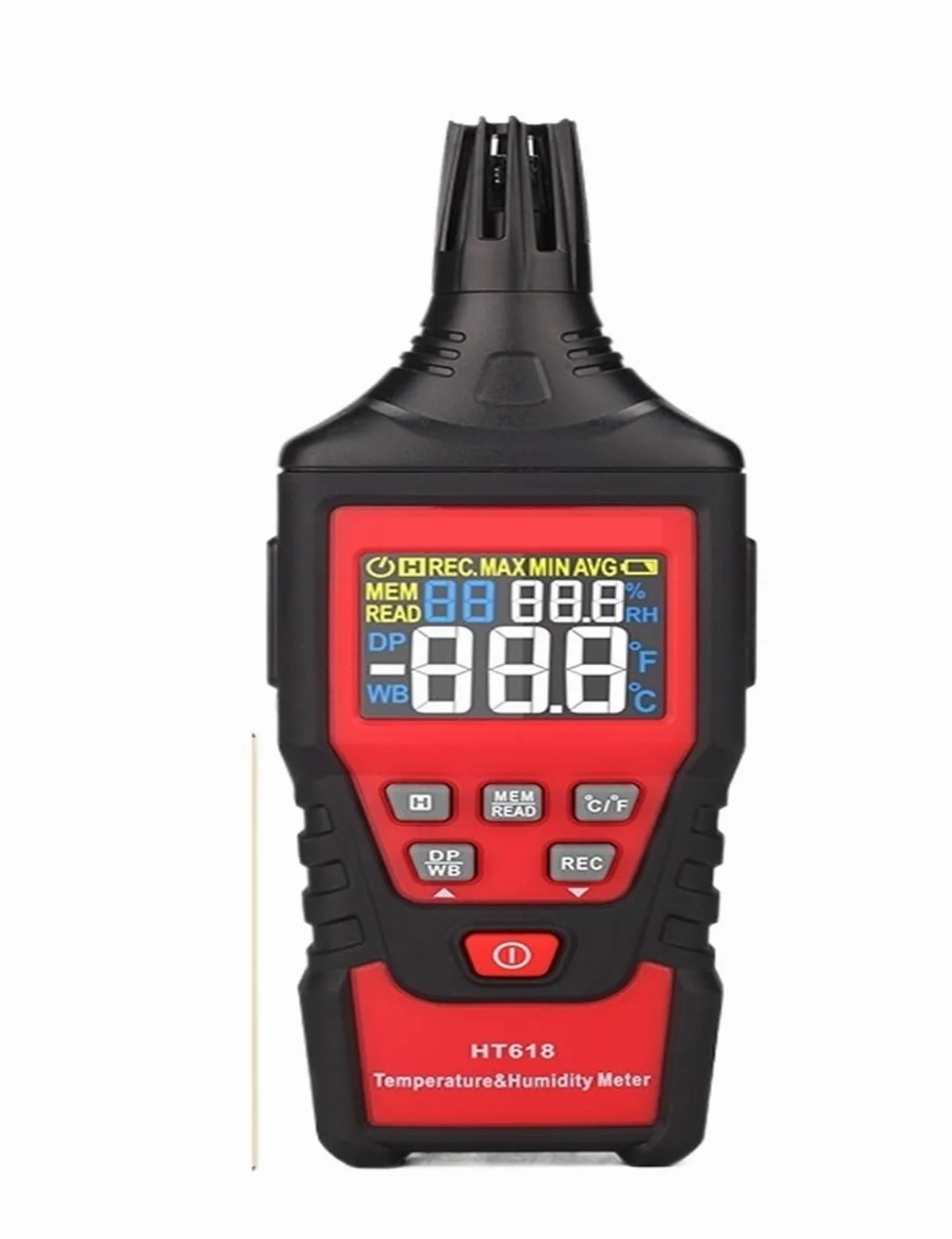 Termómetro higrómetro digital, sensor de temperatura, medidor de humedad de alta precisión, termohigrómetro con punto de rocío ambiental.(HT618)