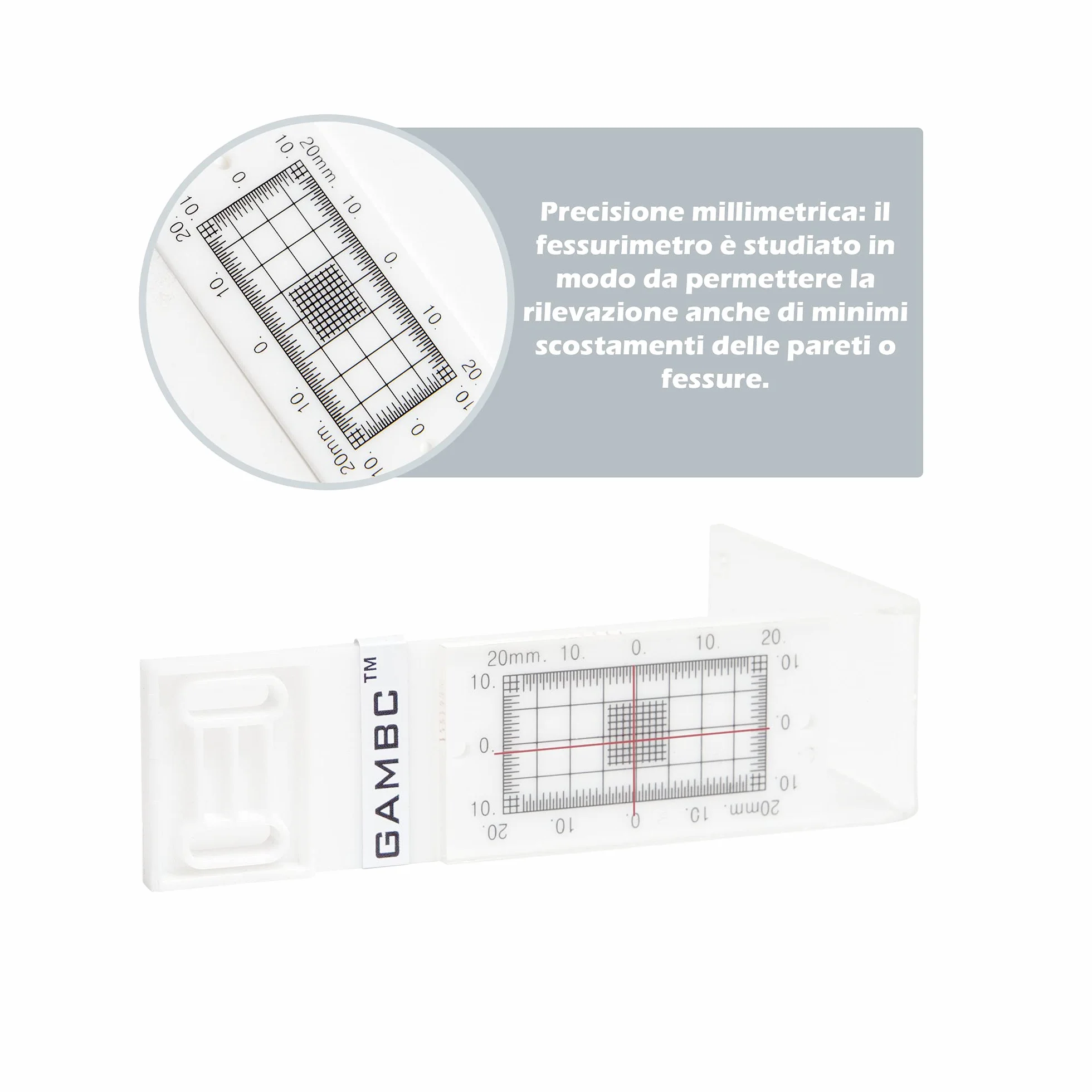 Hexómetro angular de pared manual para la medición y la grabación de las lesiones y las grietas relativas en las superficies en ángulo.