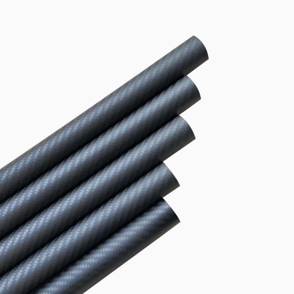 Perfil de fibra de carbono Tubos de fibra carbono 3K sarga mate 500 mm, ligeros y enrollados en tela for soporte carpa (2 unidades)(18x8mm)