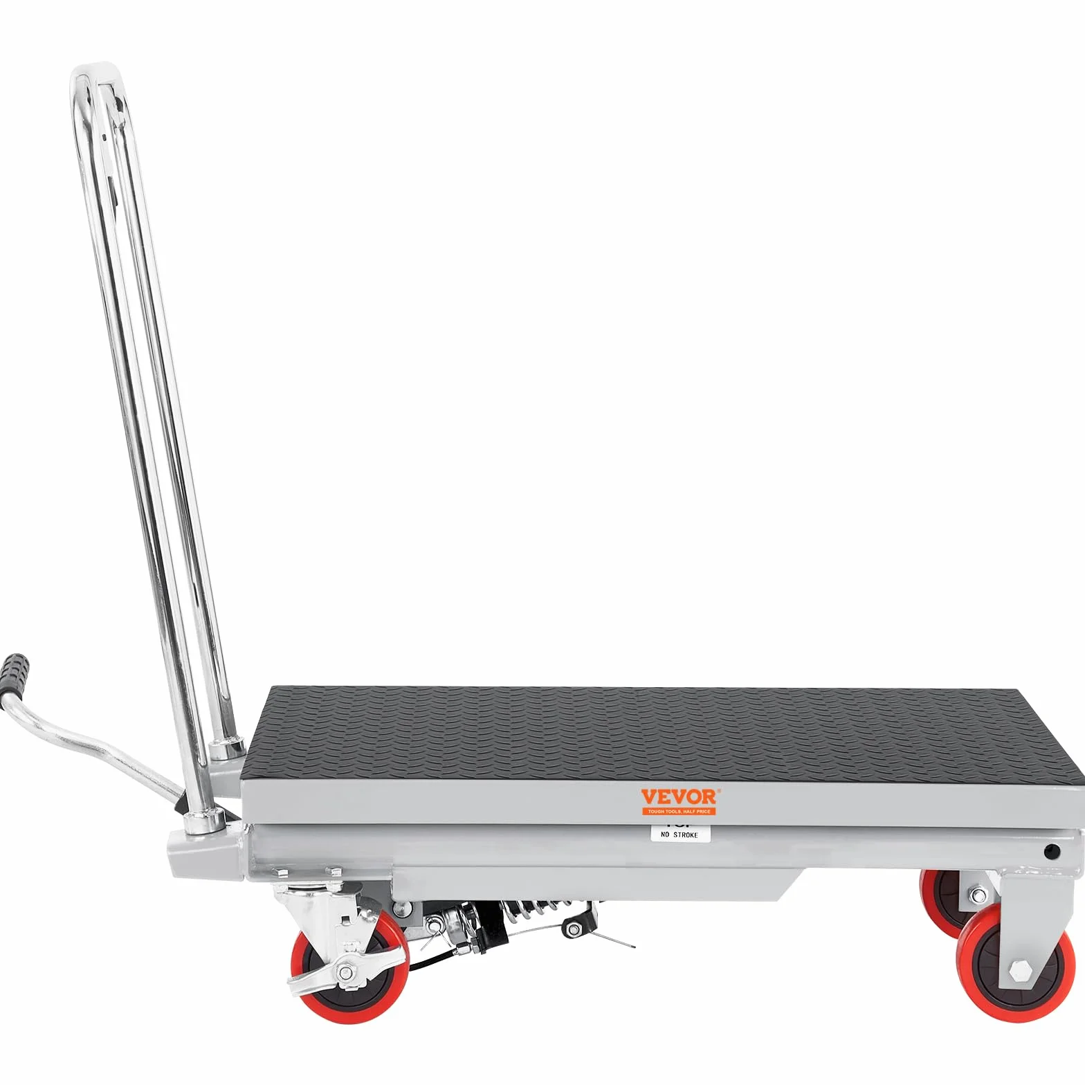 VEVOR Carro Hidráulico de Mesa Elevadora Capacidad de Carga de 230 kg Elevador Manual de Tijera Simple Altura de Elevación de 720 mm 4 Ruedas Cojín Antideslizante para Manipulación Transporte, Gris