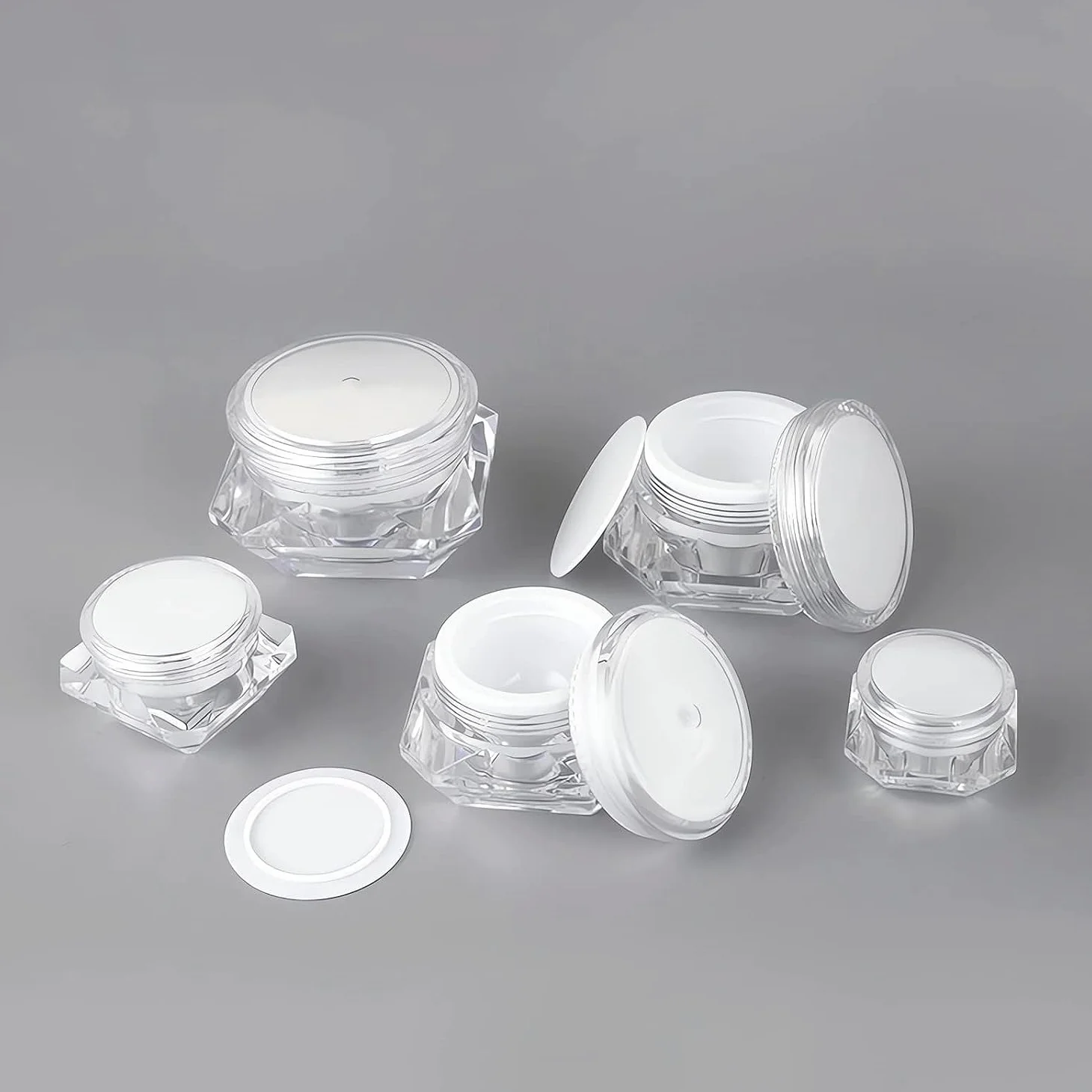 tarro de cosméticos, Paquete de 20 tarros plástico for cosméticos con forma diamante, botes muestra tapón rosca(20ml)