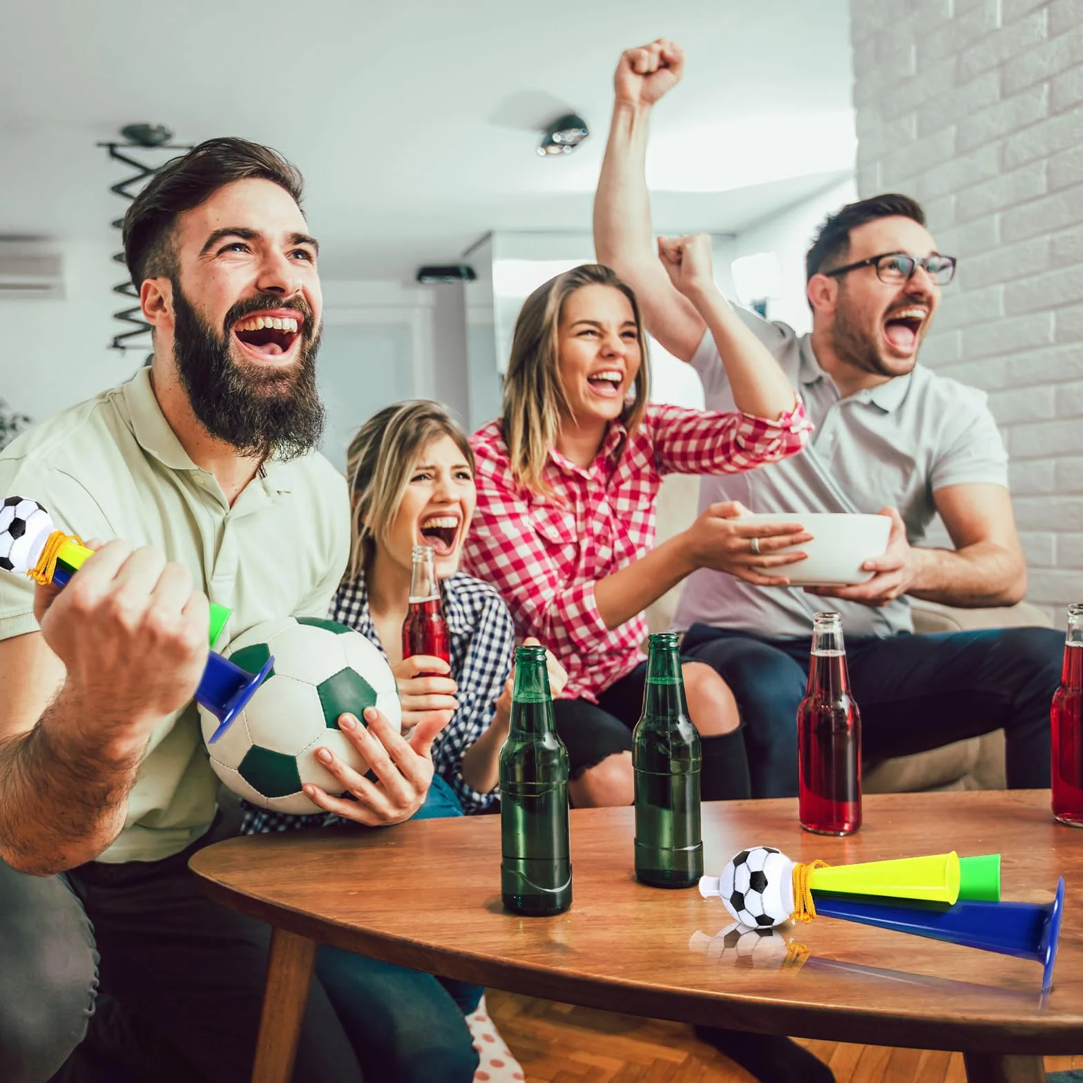 Lithyc 4 Piezas Trompeta de Fútbol, Cuerno de Estadio, Bocinas de Plástico para Fiestas Infantiles