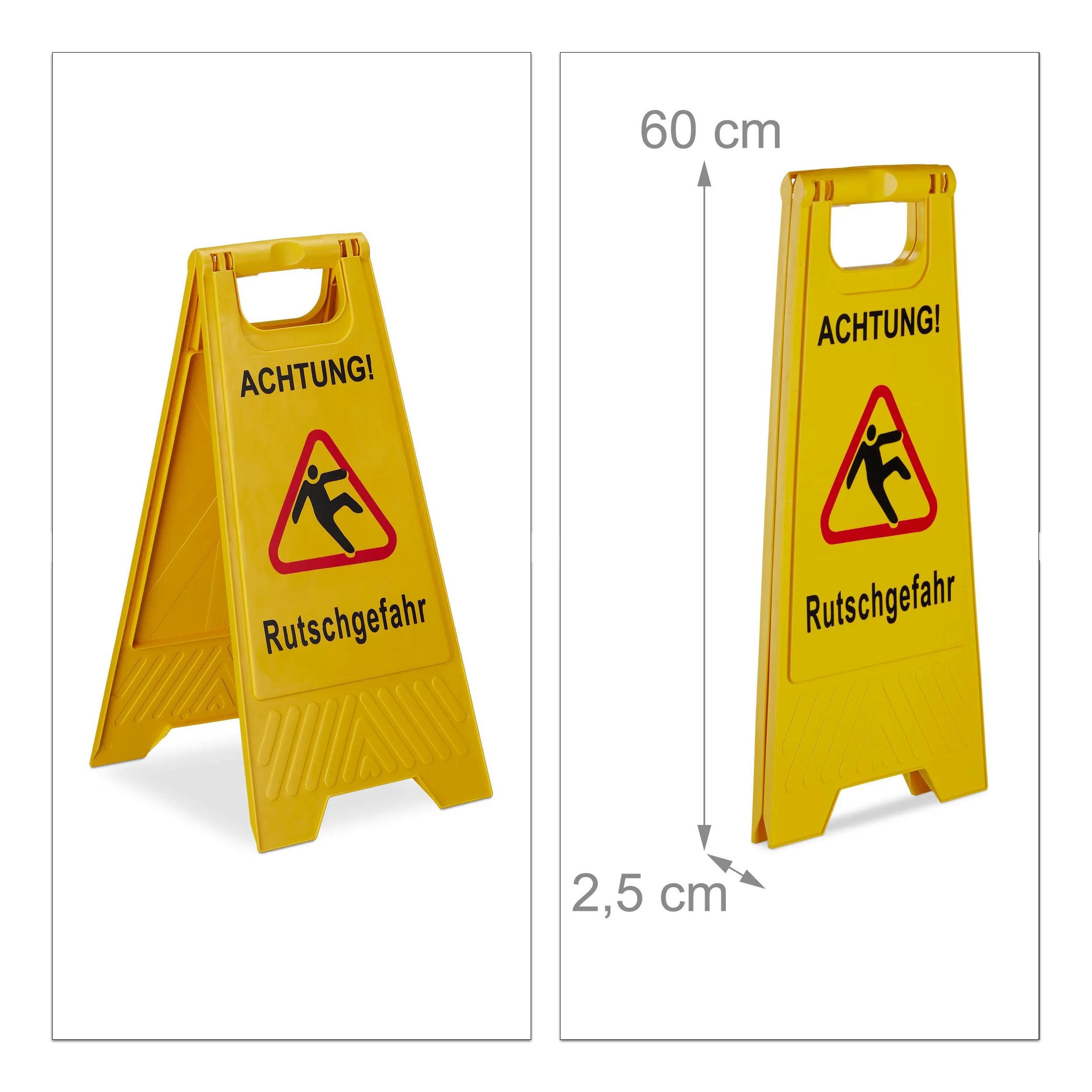 10 x Carteles Suelo Mojado en Alemán, Achtung Rutschgefahr, Señal Pavimento Resbaladizo, 2 Caras, PP, Amarillo
