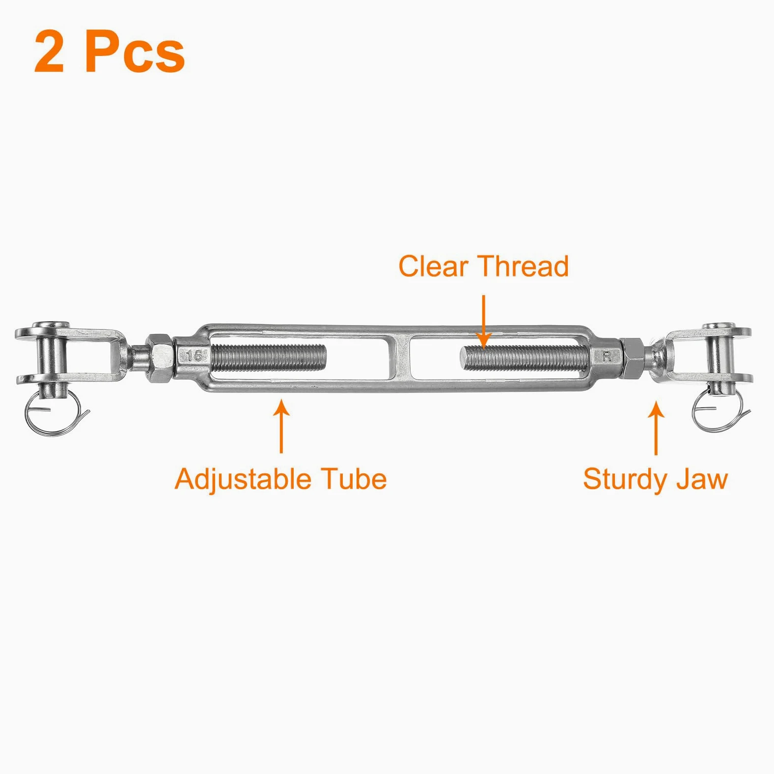 QUARKZMAN 2 Piezas M16(5/8") Tensor De Cable De Ojo Y Ojo, Tensor Ajustable De Acero Inoxidable 304 para Vela De Sombra, Tendedero, Límite De Carga De Trabajo 5300 Lbs