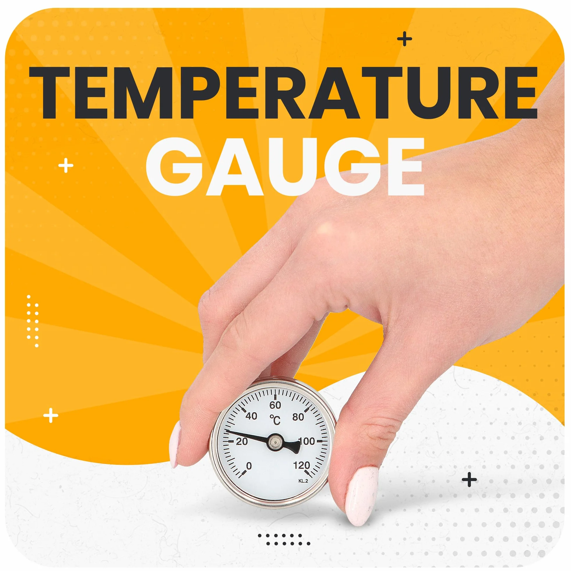 Termómetro Bimetálico de Contacto 1/4'' 40 mm 0-120°C Axial para Calderas